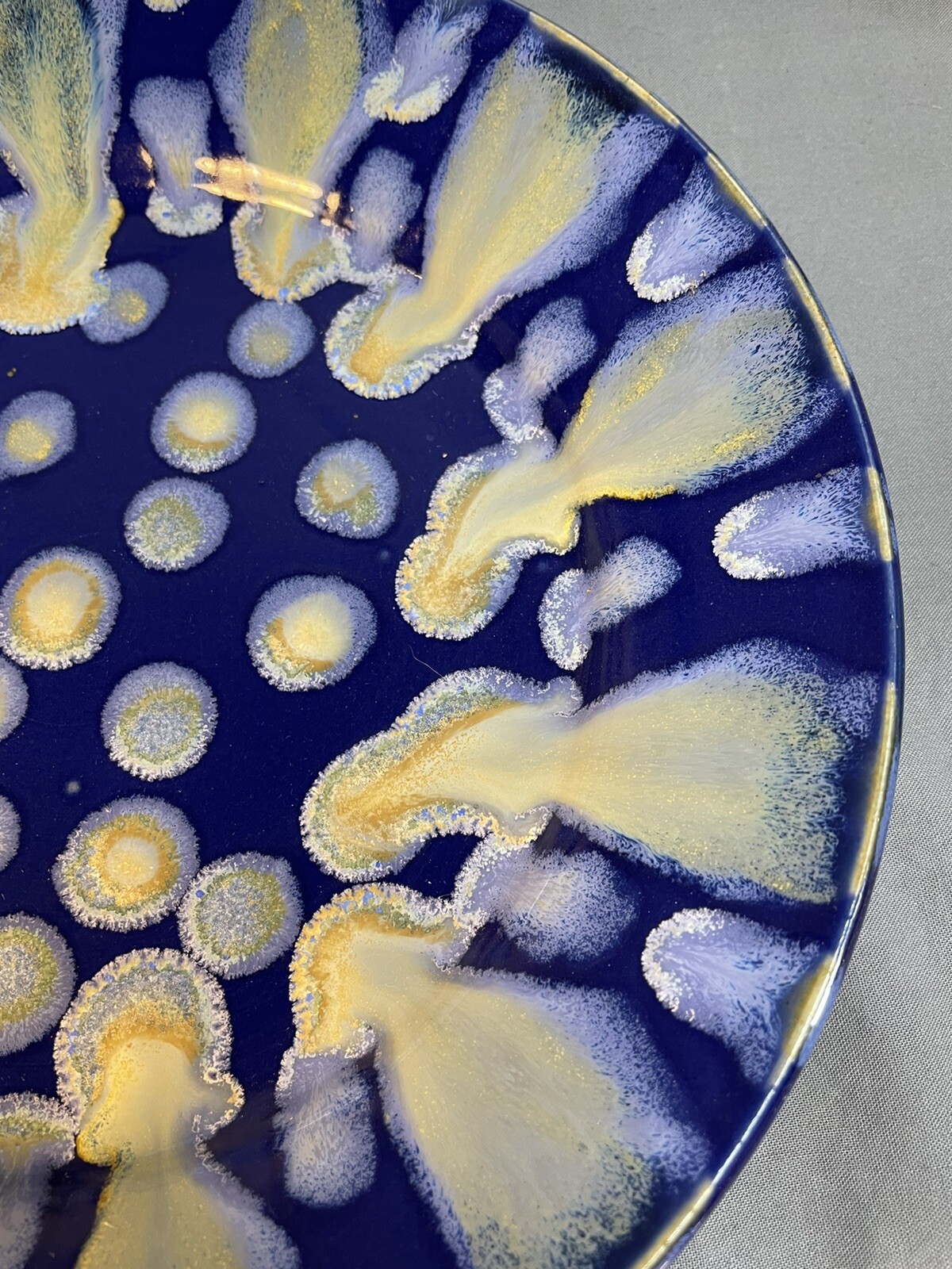 2000 Pottery Plate North Carolina 10” Blues Browns Signed Kovack