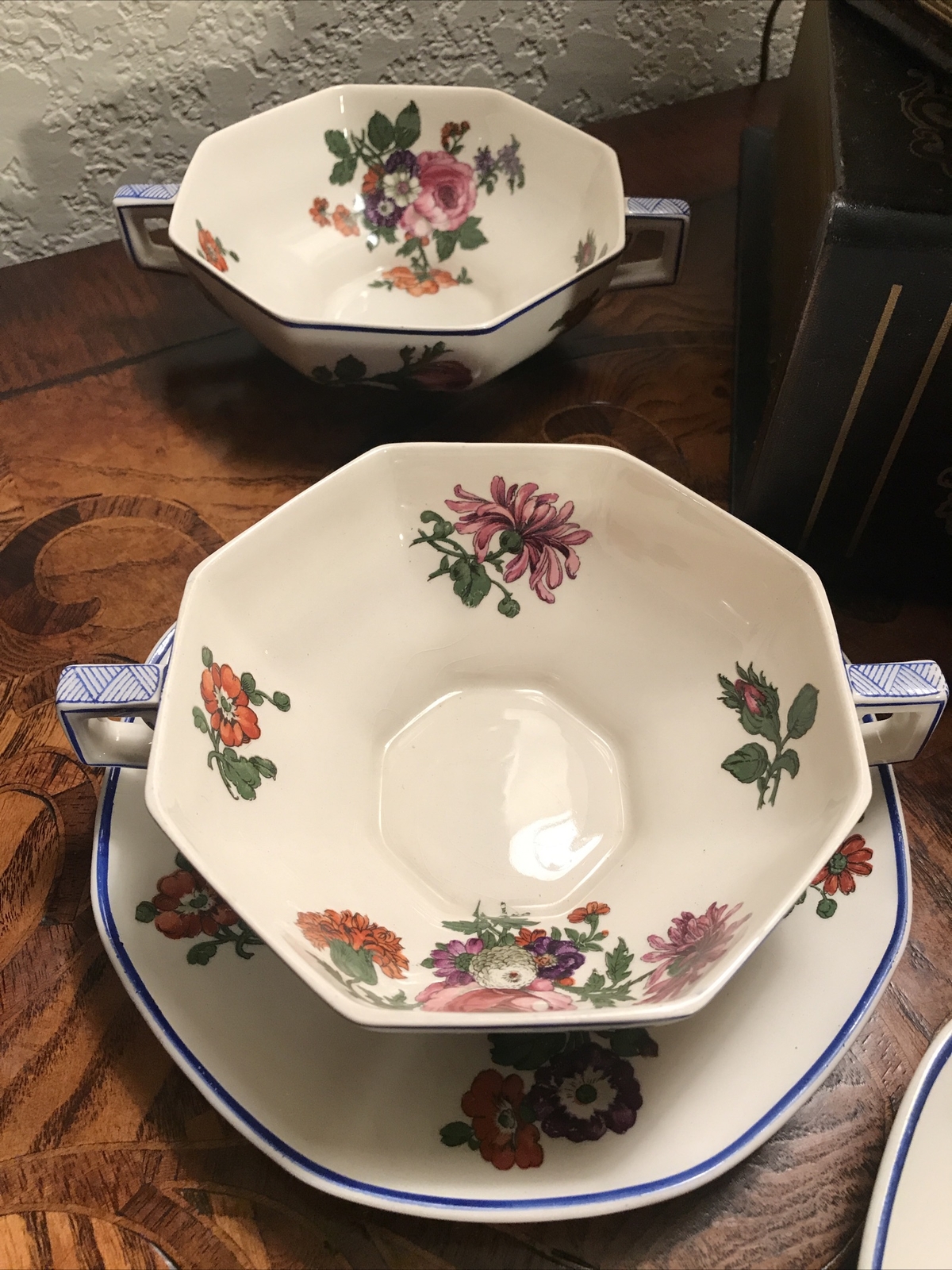 Antique Royal Doulton Cream Soup Bowl & Saucer Nanakin RdNo 597,783 Made England