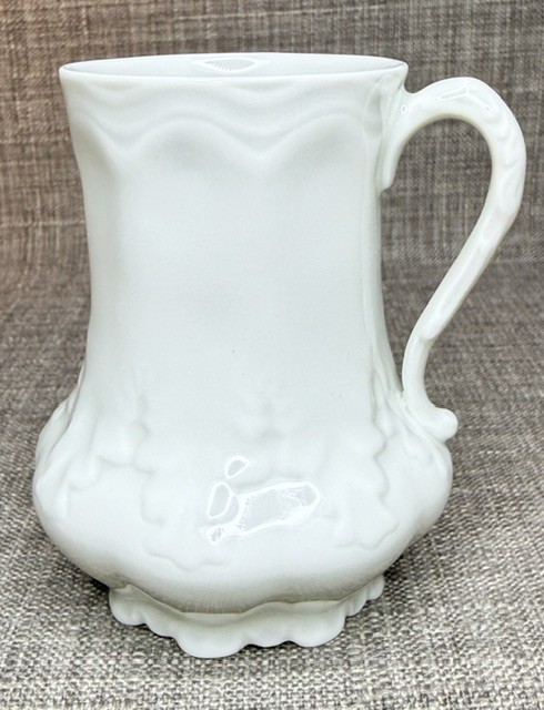 VTG Giraud Limoges France Cup & Saucer White Embossed Scalloped Fine Porcelain