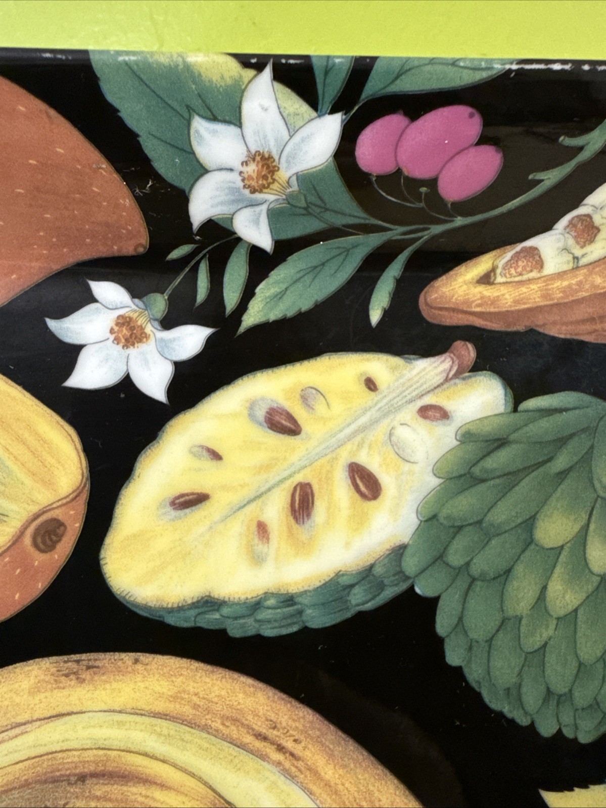 Rare Vintage Philippe Deshoulieres Limoges Tropical Fruits Porcelain Tray 16”
