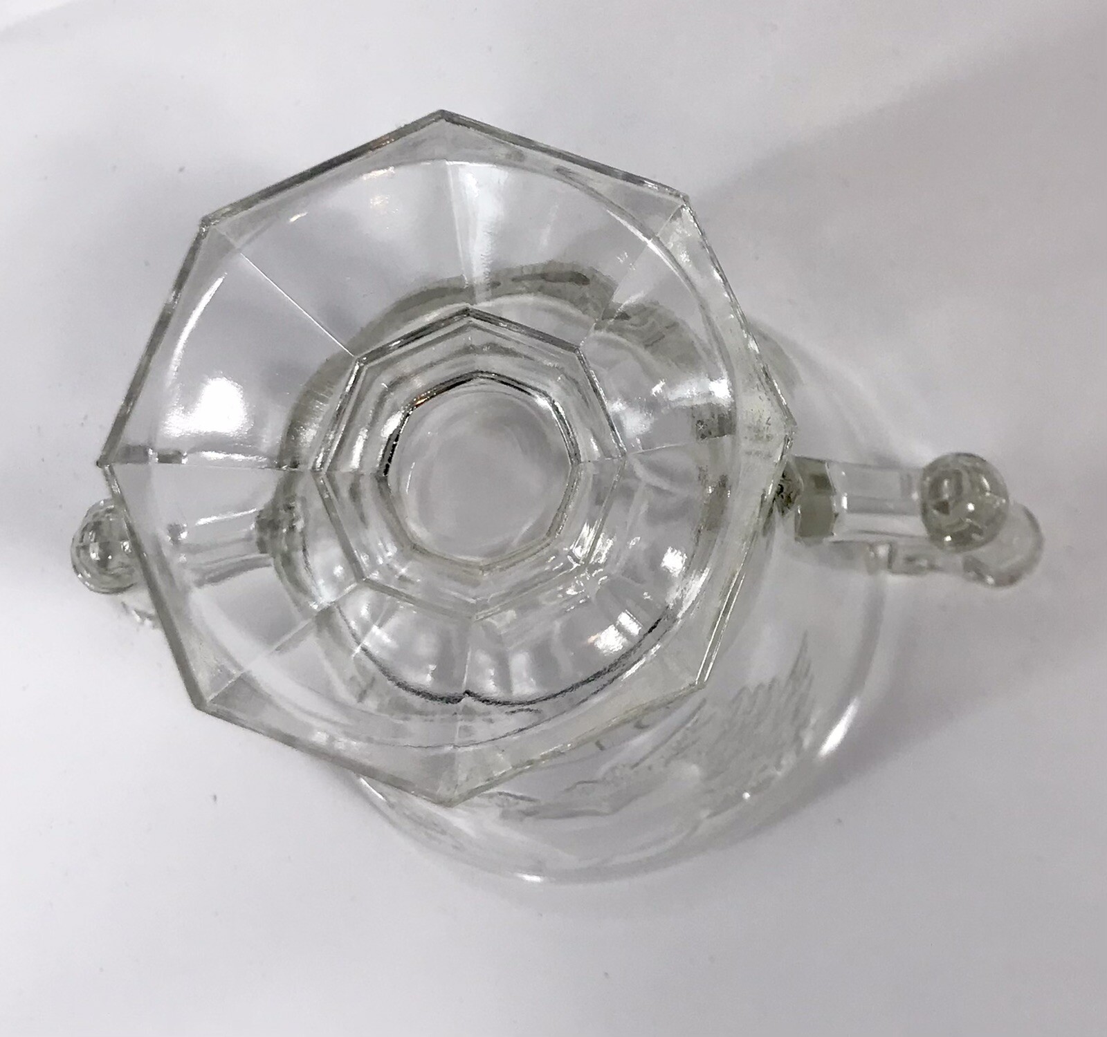 Jeannette Glass Baltimore Pear Clear Lidded Bowl W Handles Sugar Candy Vintg W30