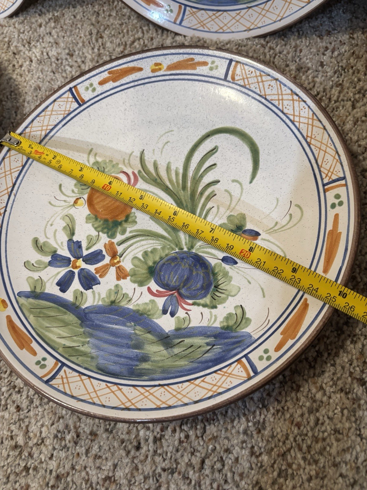 Vintage Set of 6 Italian Hand Painted Firenze Wall Plates 10” Tuscan Floral