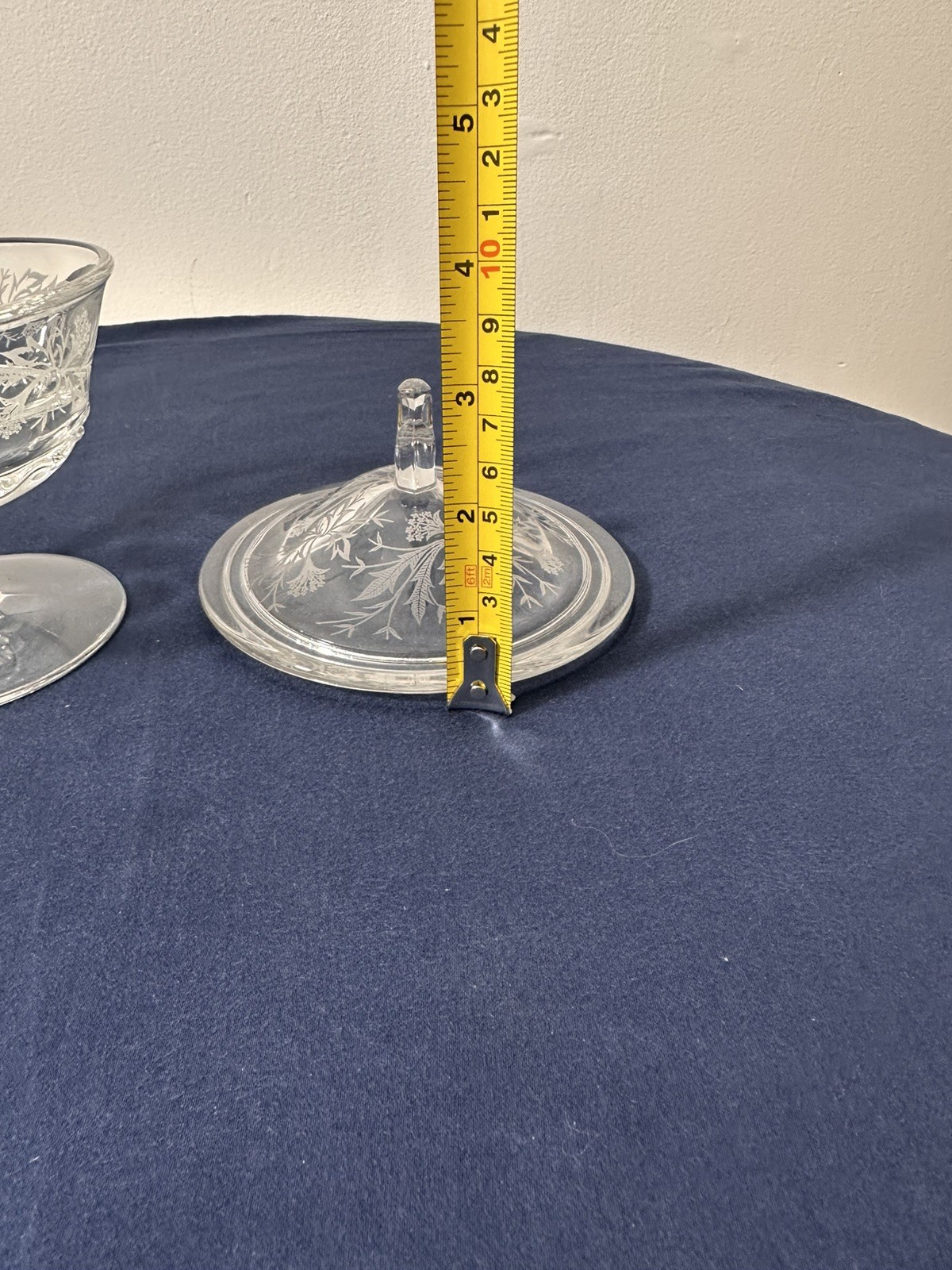 Vintage Fostoria Etched Heather Footed Candy Dish With Lid 6”