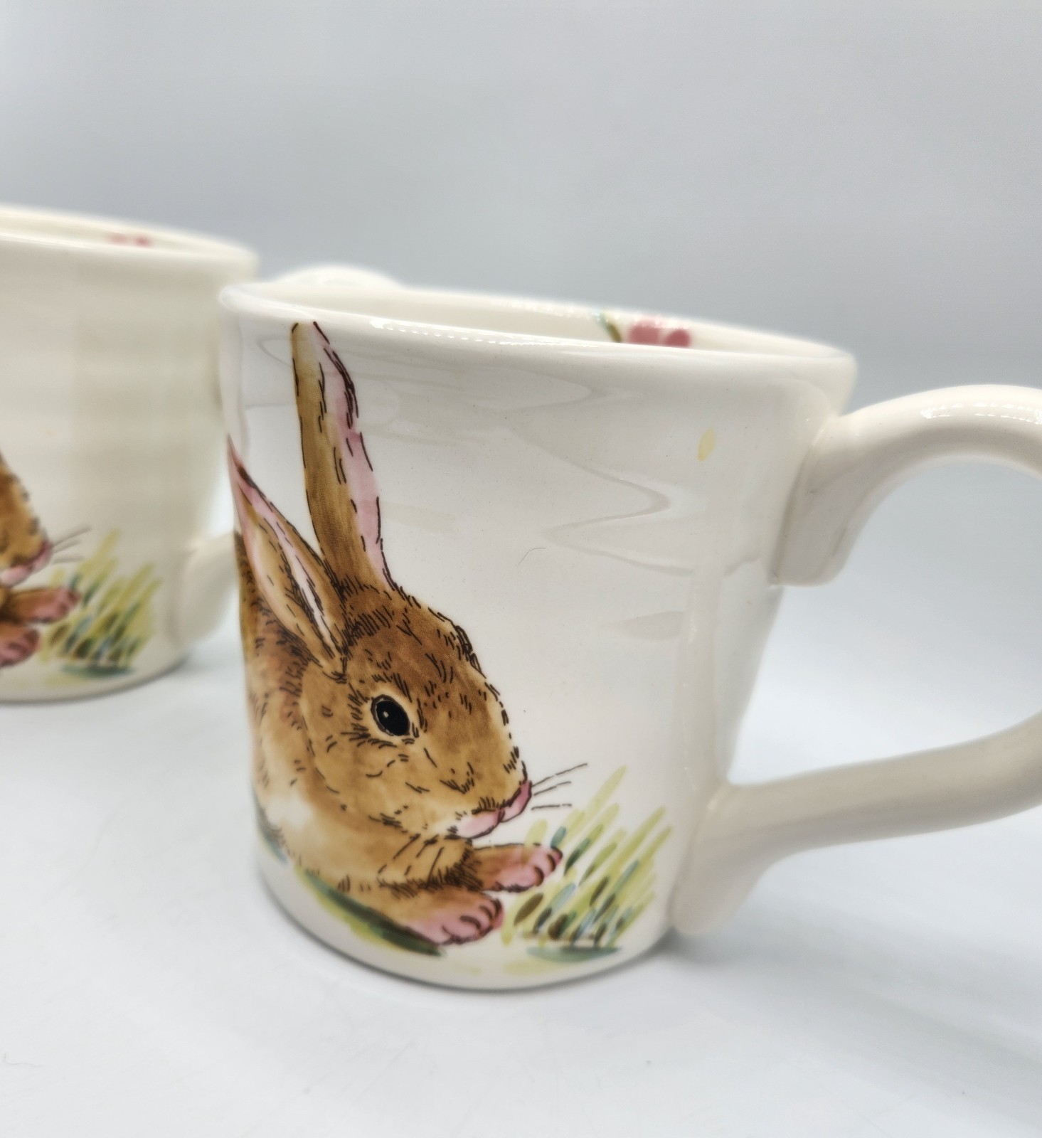 2 Maxcera Watercolor Bunny Rabbit in Grass Mug Cup, Large 20 oz Easter Cup