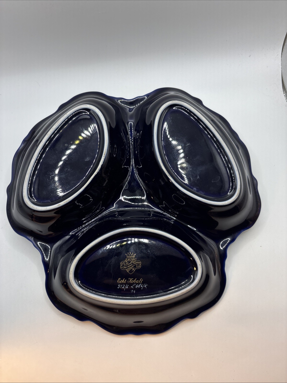 JLMENAU GRAF VON HENNEBERG 1777 ECHT KOBALT Vintage DIVIDED DISH, c.1934 Candy
