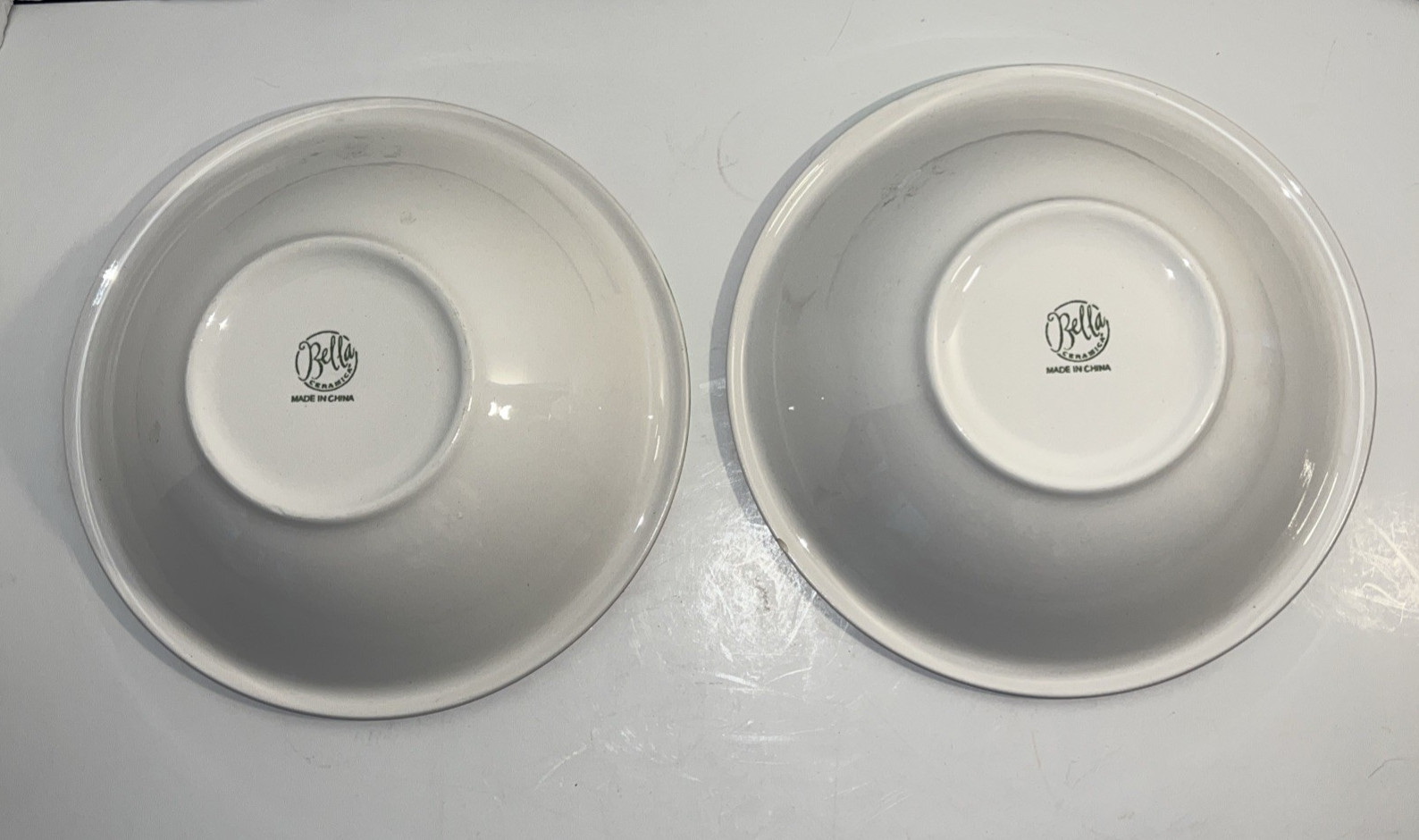 Bella Ceramica Soup Salad Serving Bowls Purple Flowers Bee 8.75”D Set Of 2