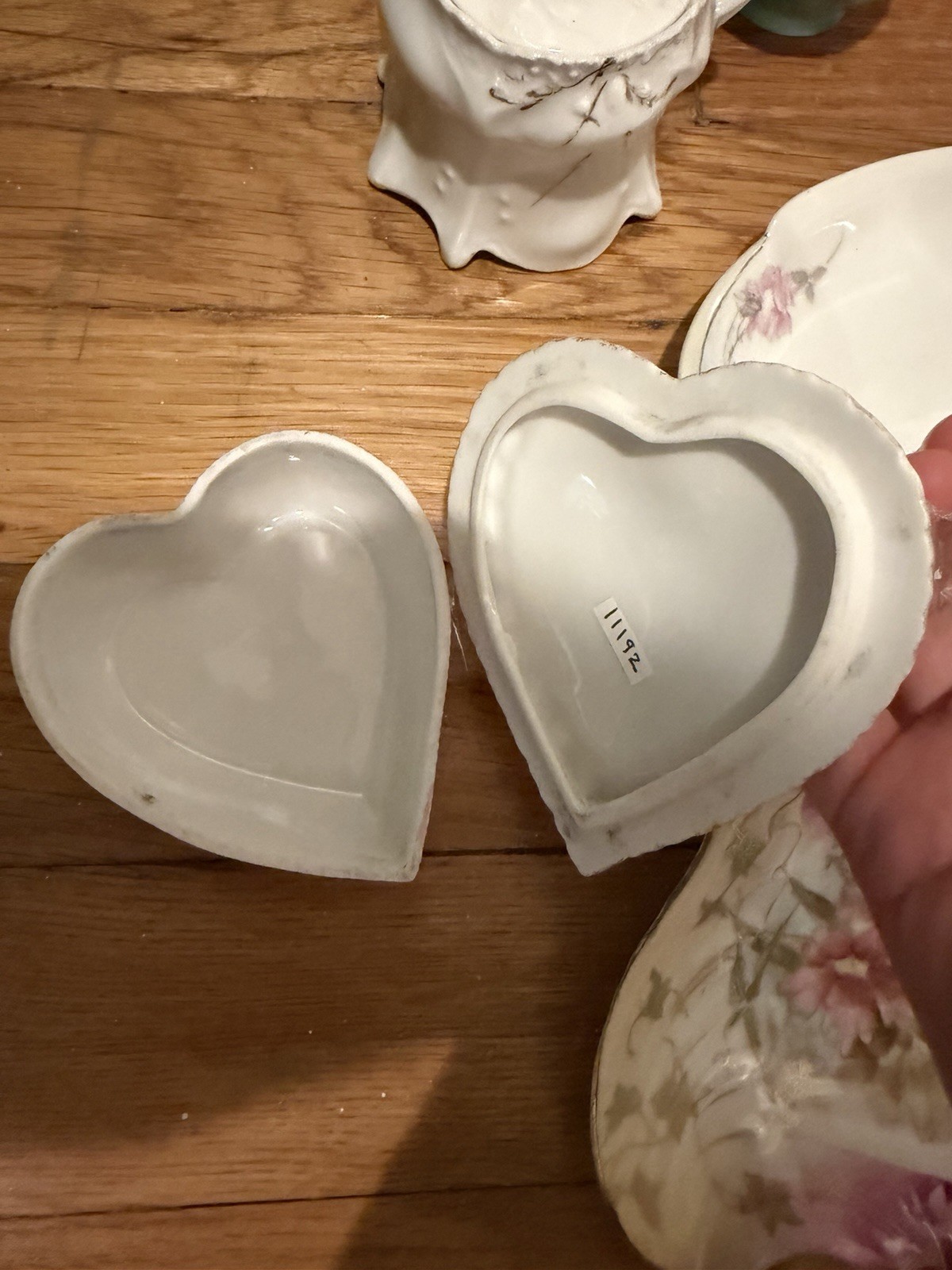 Lot of Porcelain Dishes, Floral Leaf-Shaped, Glass Decorative White, Pink, Green