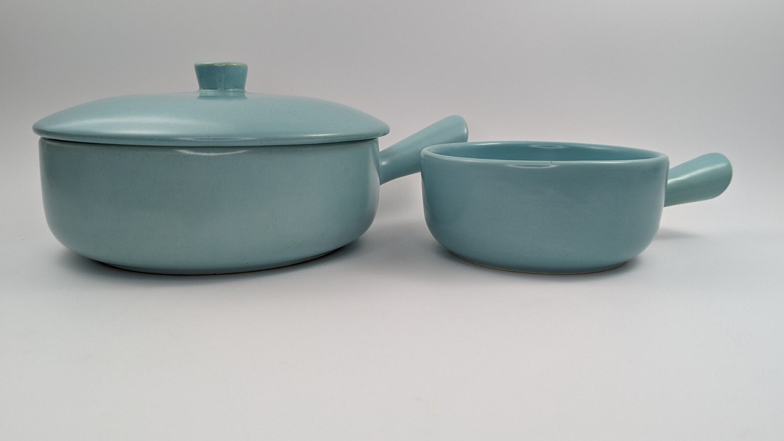 3 Piece Set – Mid Century Modern La Solana Art Pottery Blue Medium Casserole MCM