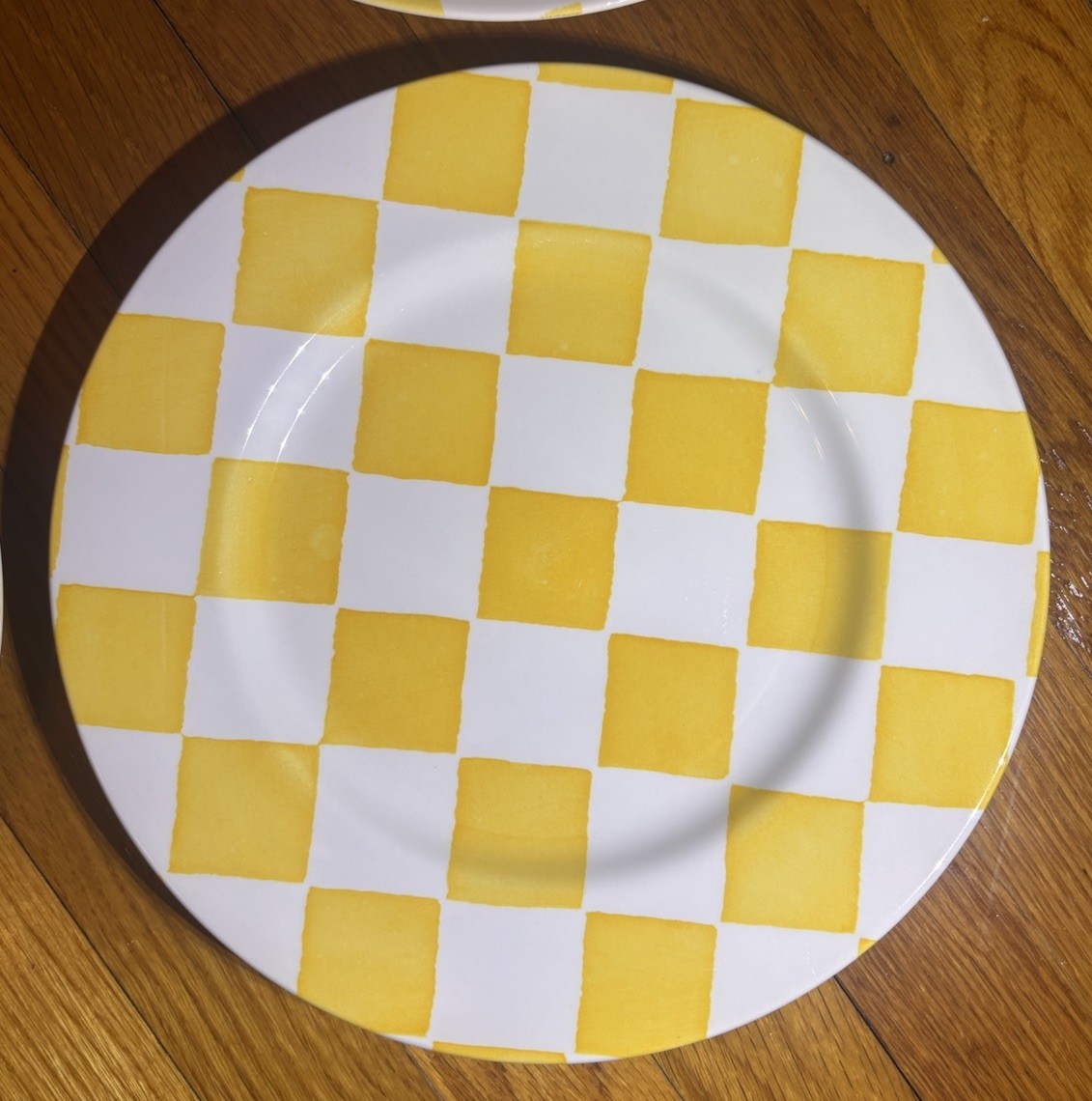 Set of 6 Royal Stafford Chequers Yellow & White Plaid 11″ Dinner Plates READ