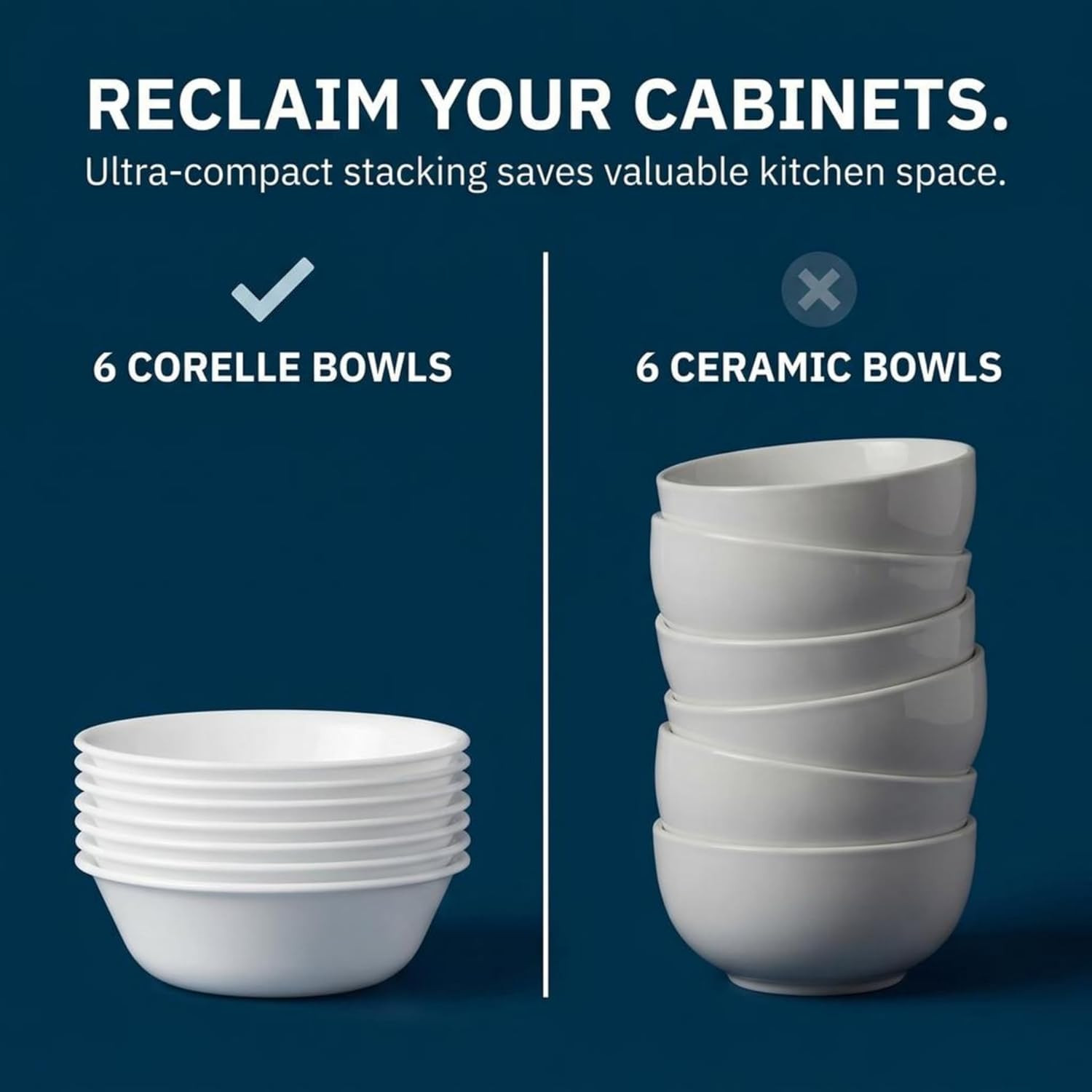 Vitrelle 6-Piece Soup/Cereal Bowl Set Triple Layer Glass and Chip