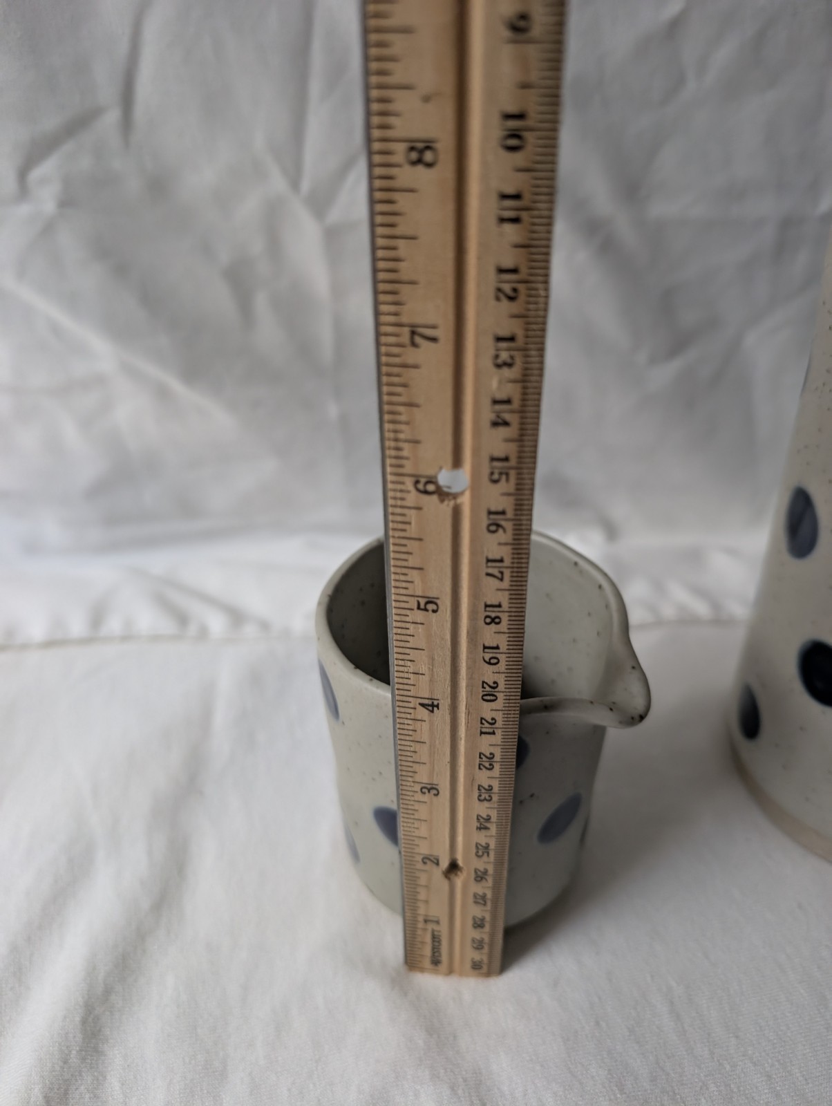 Polka Dot Ceramic Creamer Pitcher Set/2 Audrey Cottagecore Stonewear Gift NWT
