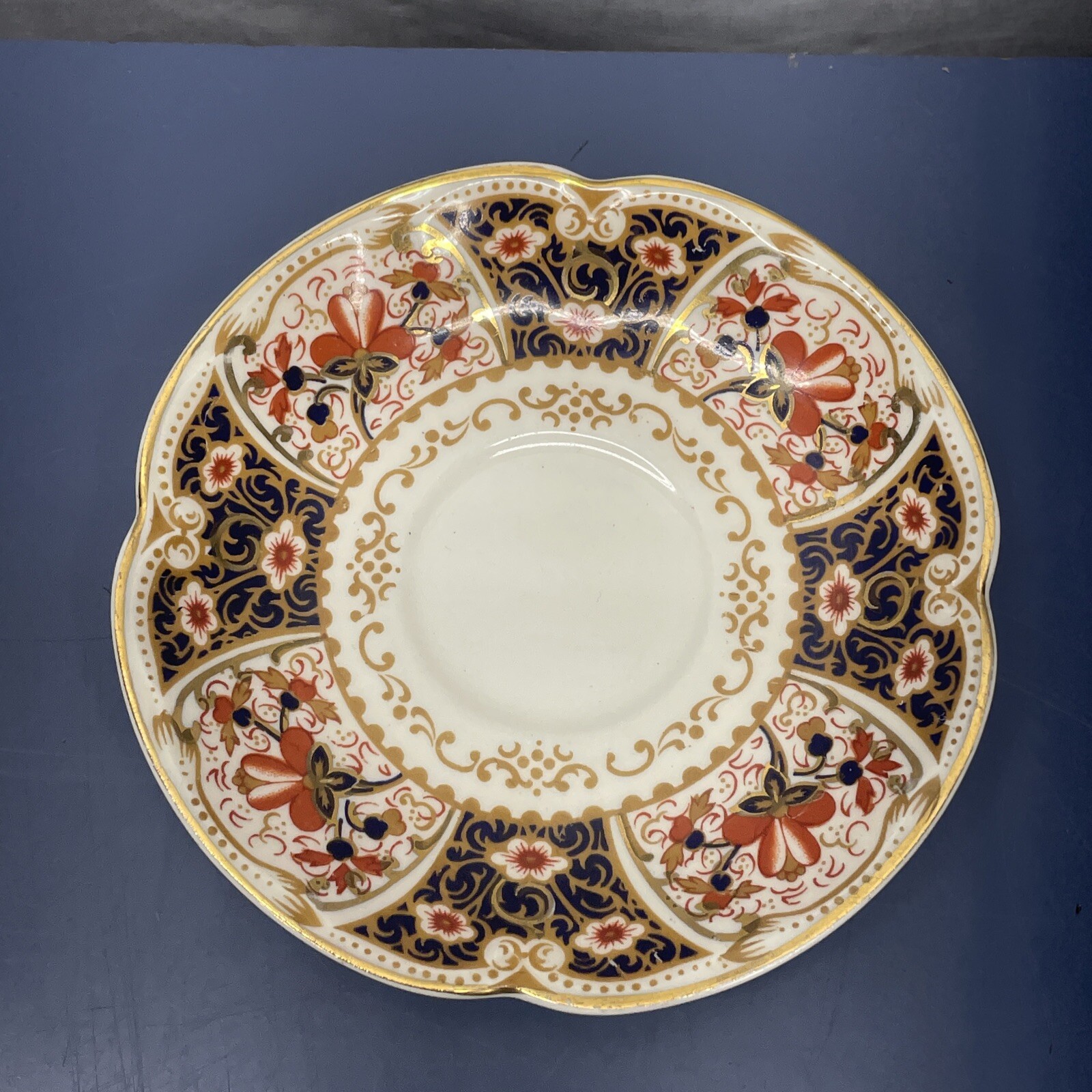 Rare Rutland Johnson Bros Demitasse Cup & Saucer Cobalt Blue Rust / Gold Floral