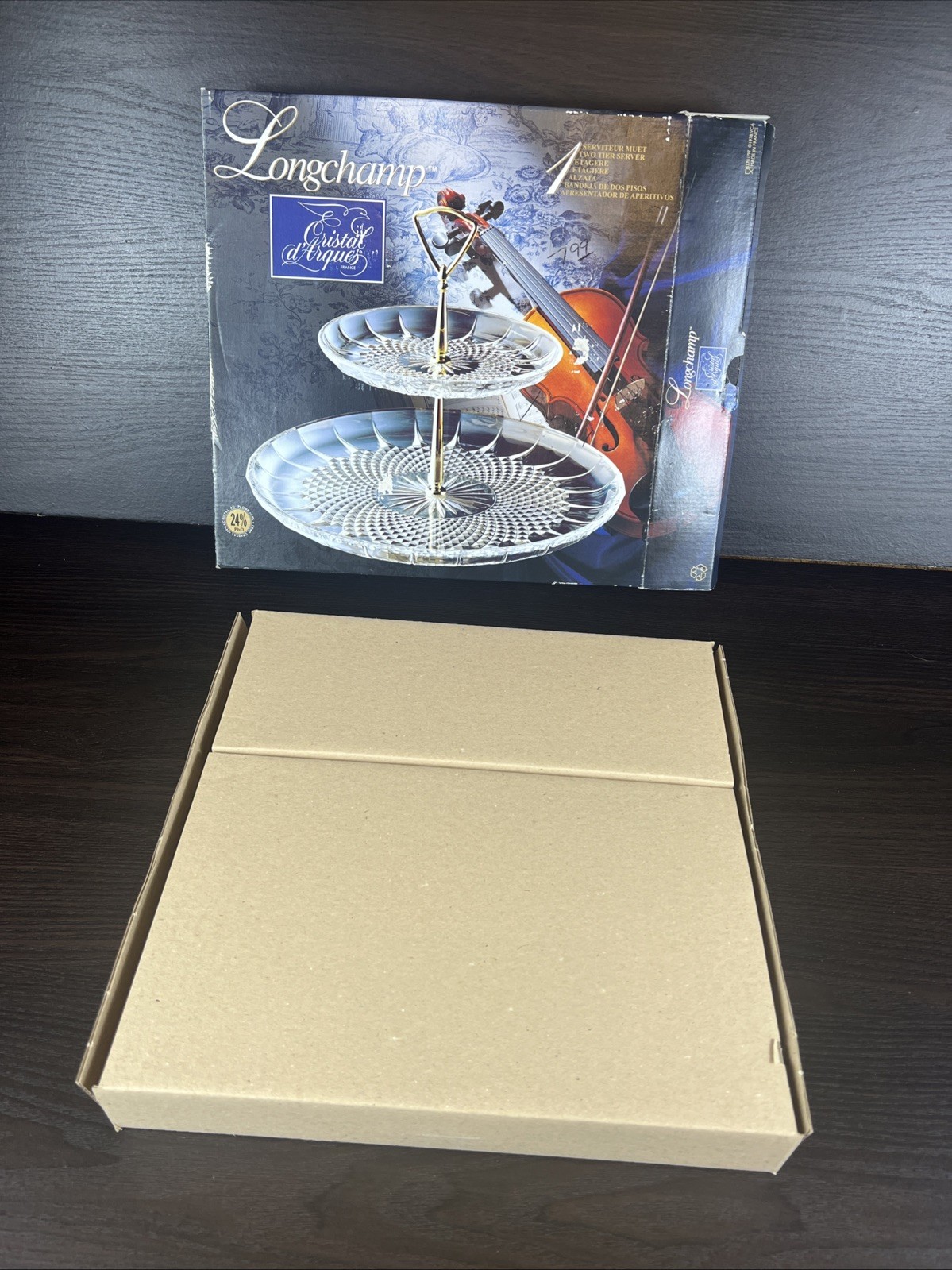 Beautiful Cristal D’Arques France Longchamp Crystal Two Tiered Server With Box