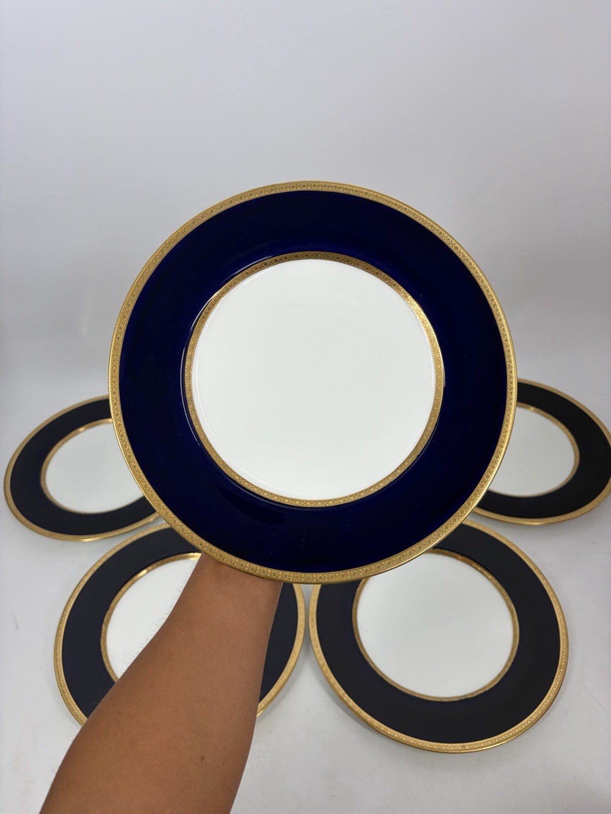 Tiffany & Co Coalport England Cobalt Blue Gold Encrusted Dinner Plates Lot 6