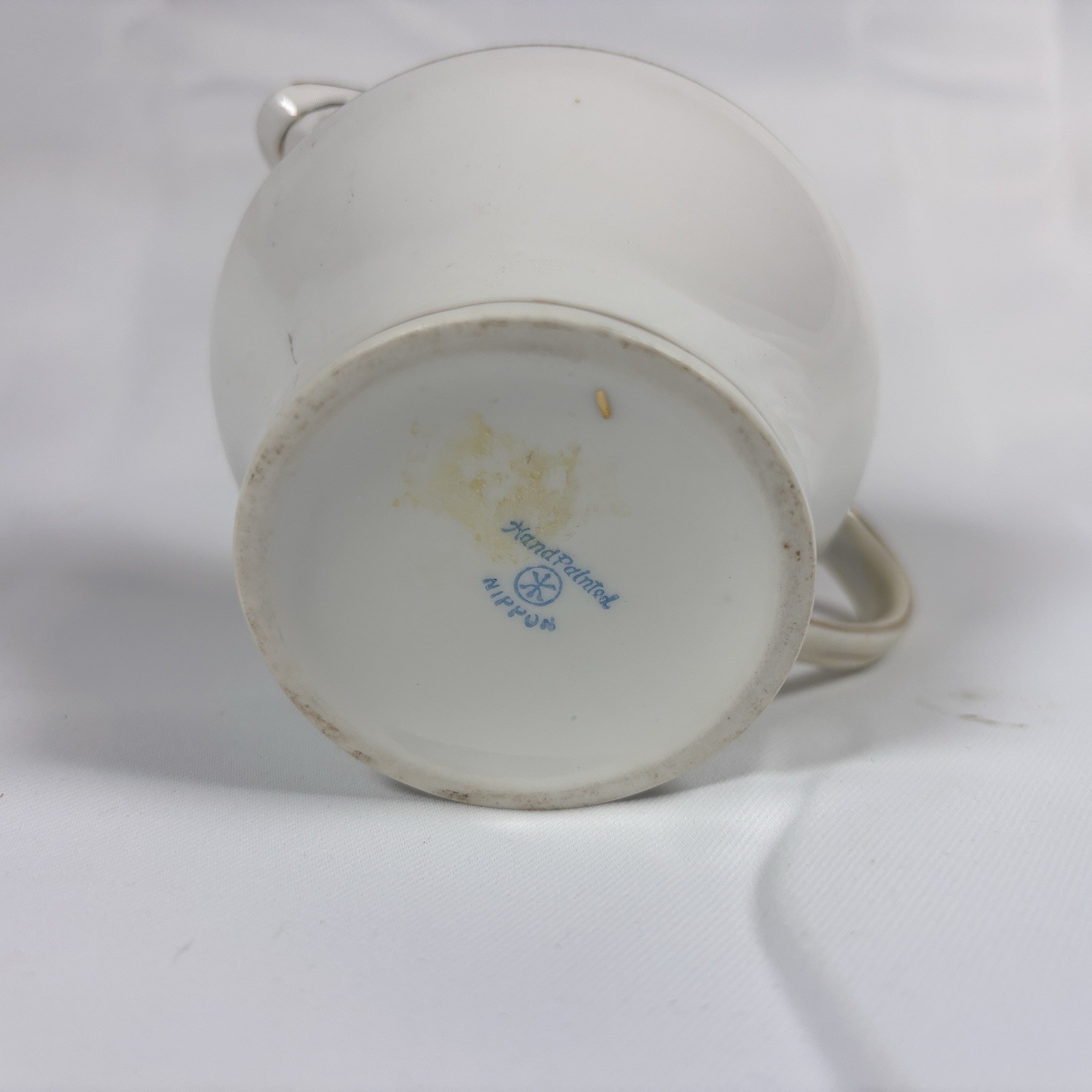 Antique Nippon Hand Painted Porcelain Creamer with lid And Saucer