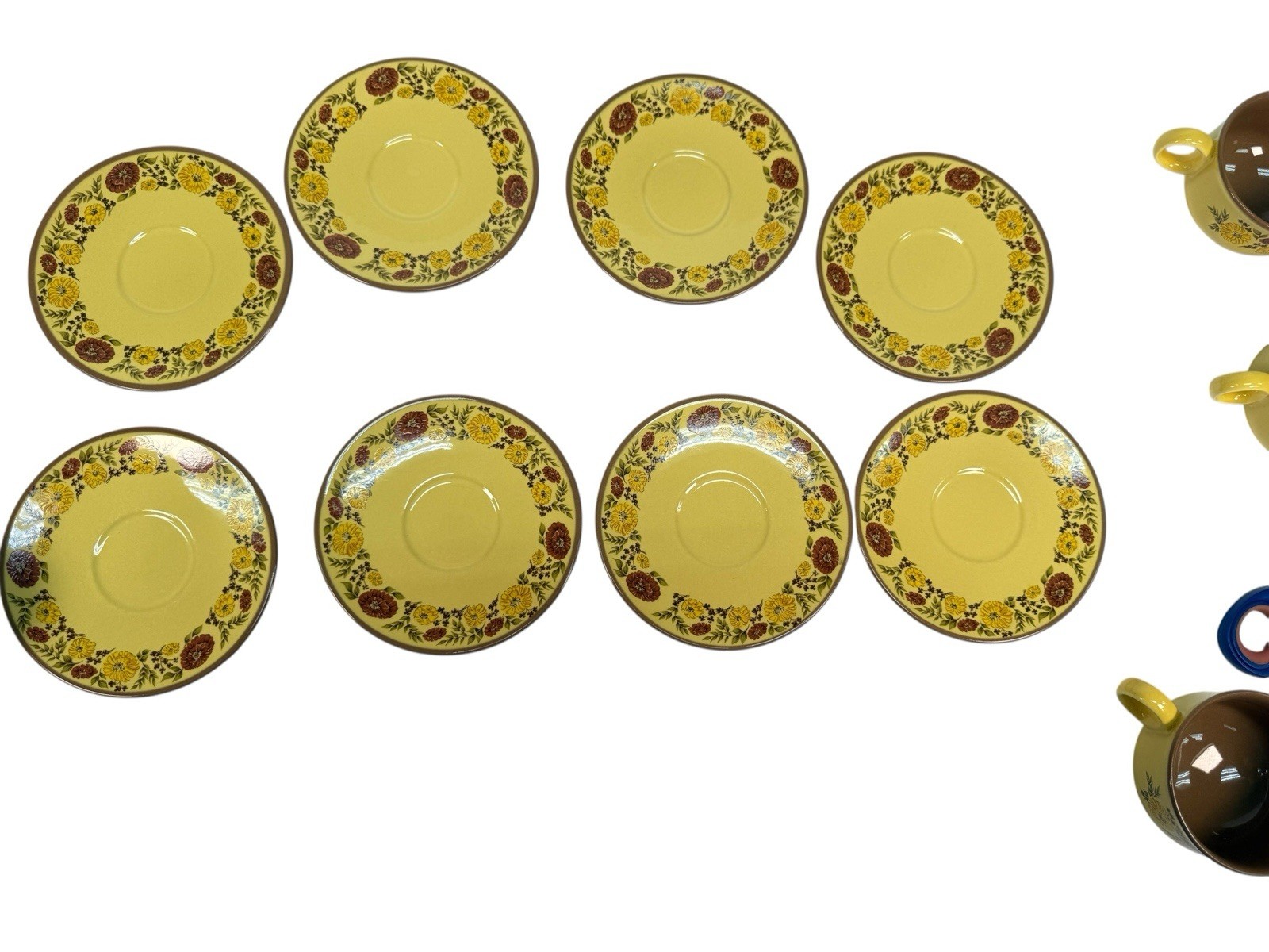 15 Pc Taylor Smith Taylor Design 70 Indian Summer – 7 Cups & 8 Saucers MCM VTG