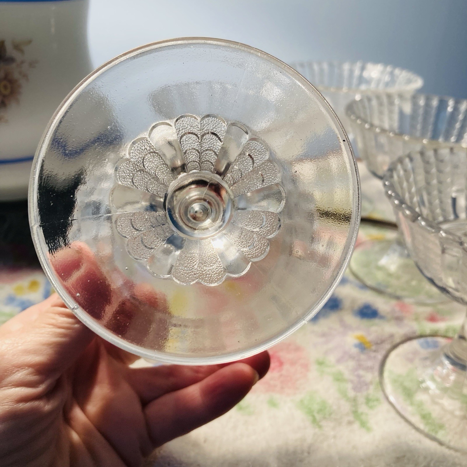 Bryce Brothers EAPG Fishscale Coral Rib Compote Open Pedestal Bowl Set Of 5