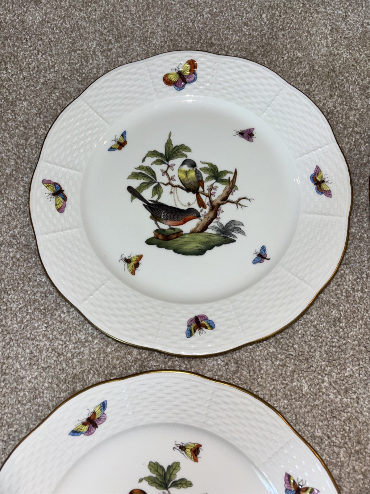 Herend ROTHSCHILD BIRD 8 3/4” Salad/Dessert Plates #521 Lot Of 4