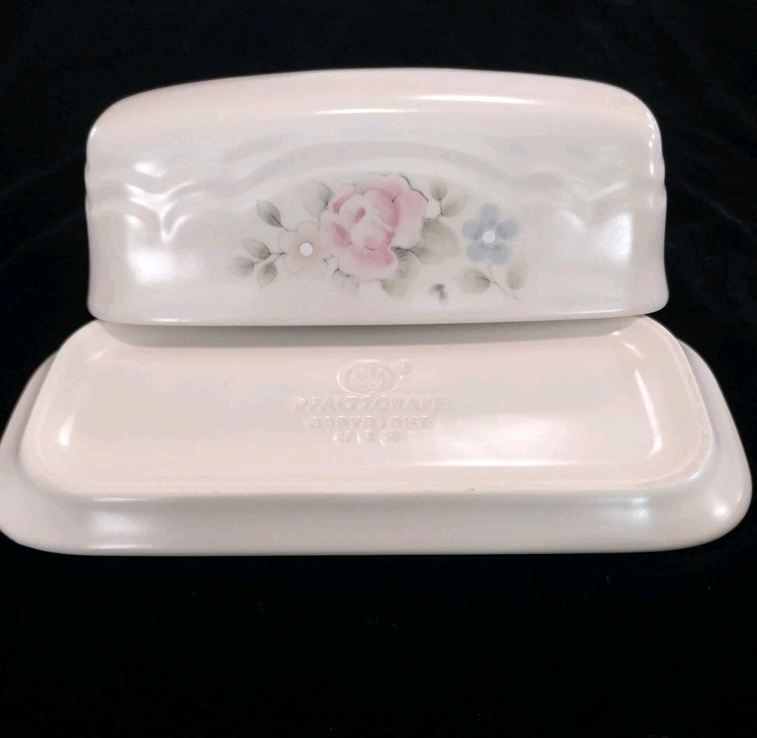 Vintage Pfaltzgraff Tea Rose 1/4 lb. Stick Covered Butter Dish 7″ EUC