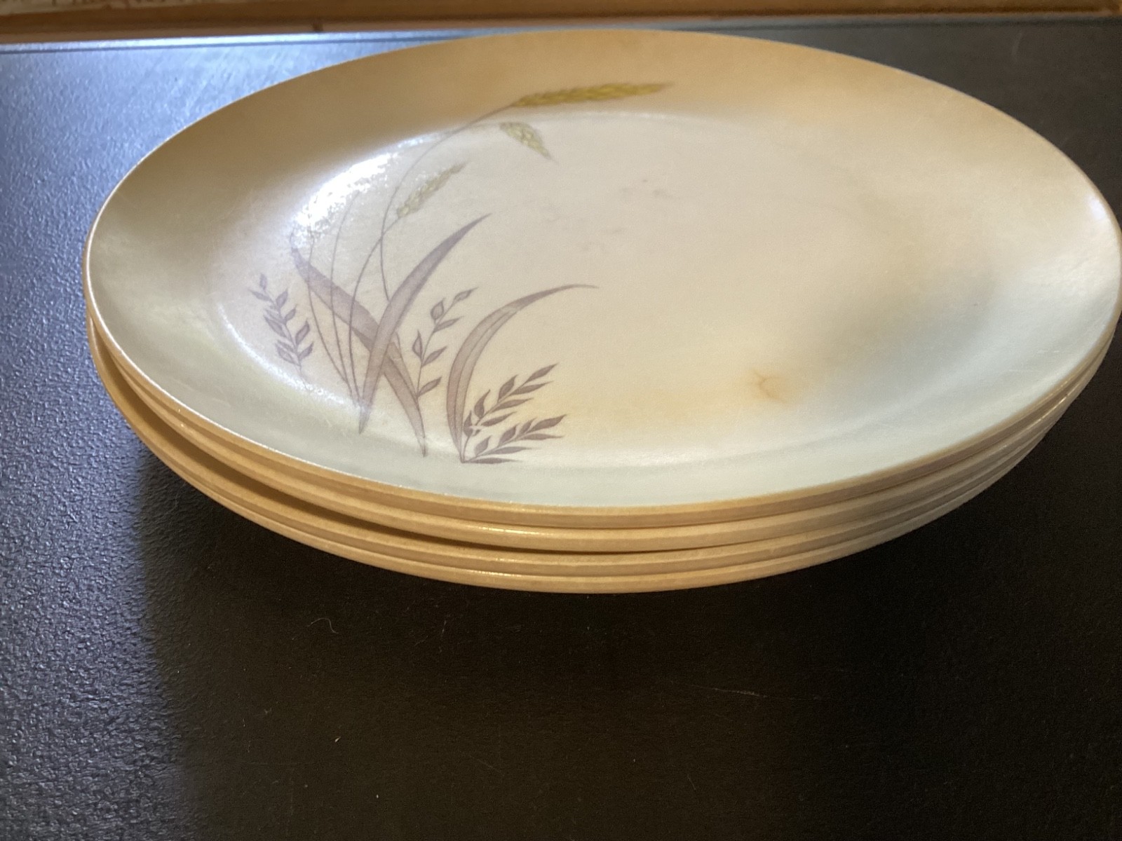 Set of (4) Wheat Pattern Plastic “Somerset” 9 7/8” Dinner Plates