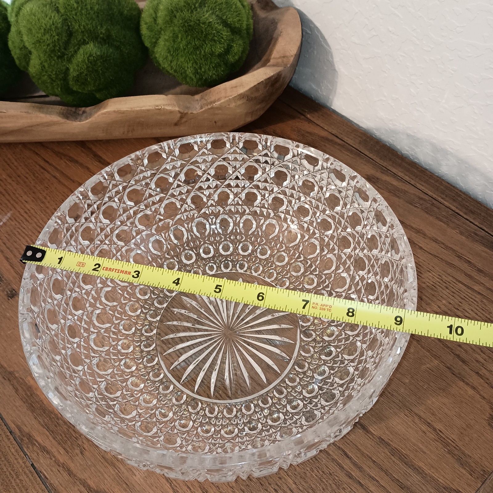 Federal Glass Windsor Clear 9 ¼” Serving Bowl Button And Cane Design Vintage