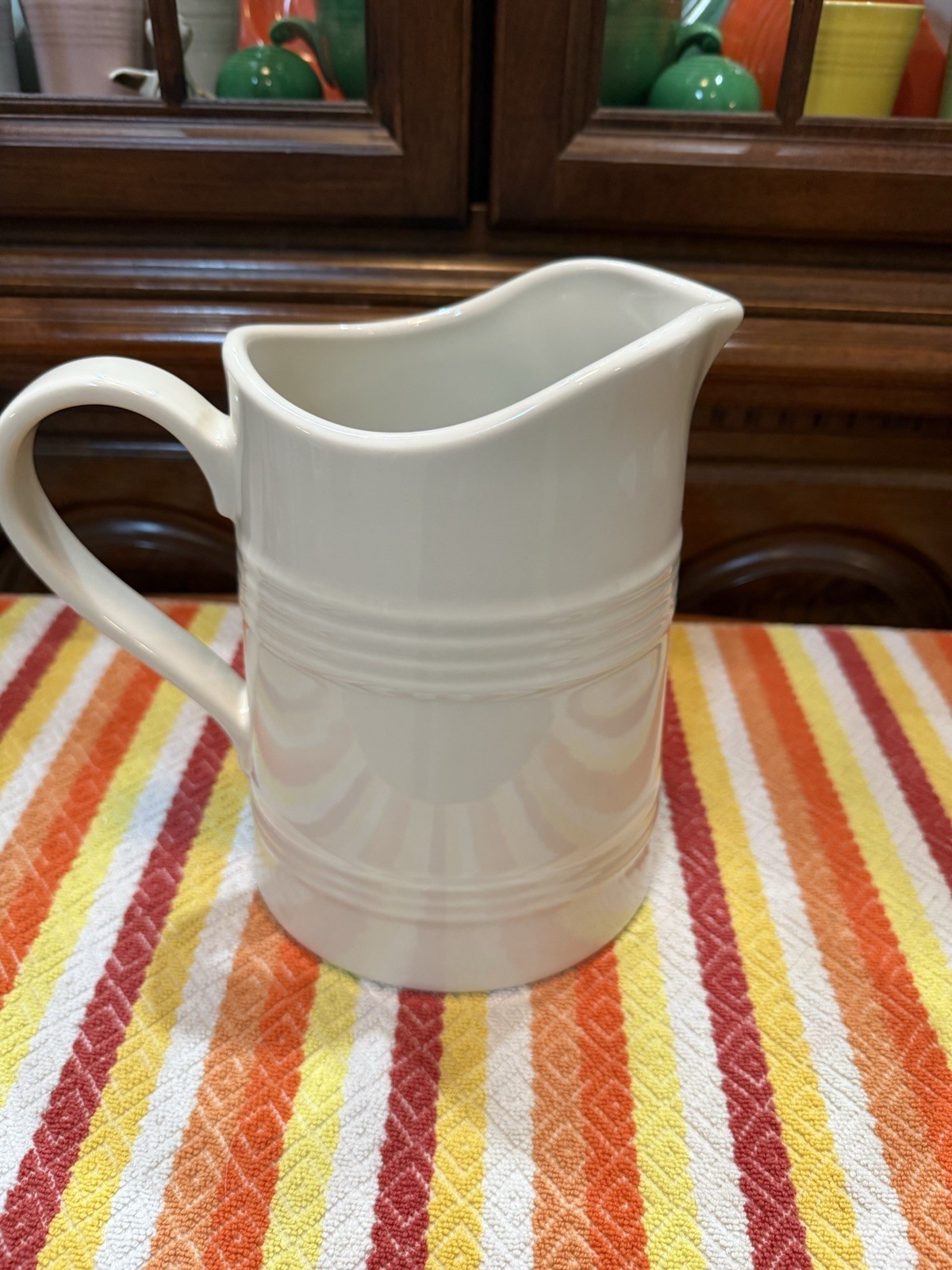 Fiesta Linen Farmhouse Pitcher Pristine New 2026 8 1/2 Inches Tall 74 Ounces
