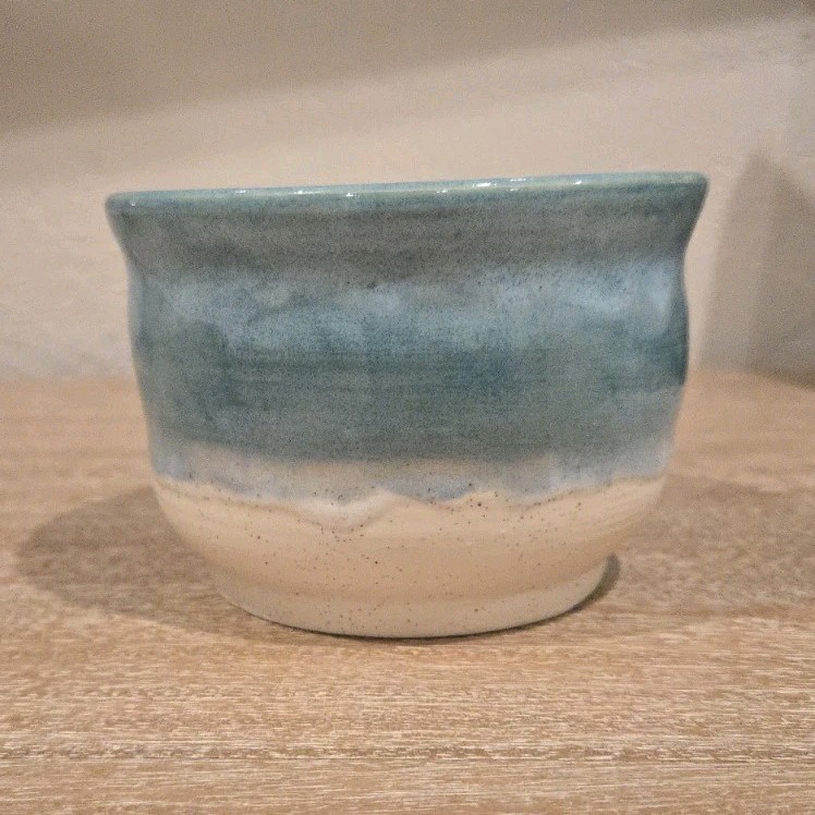 Handmade Blue and White Ceramic Art Pottery Bowl Glossy Round Decorative