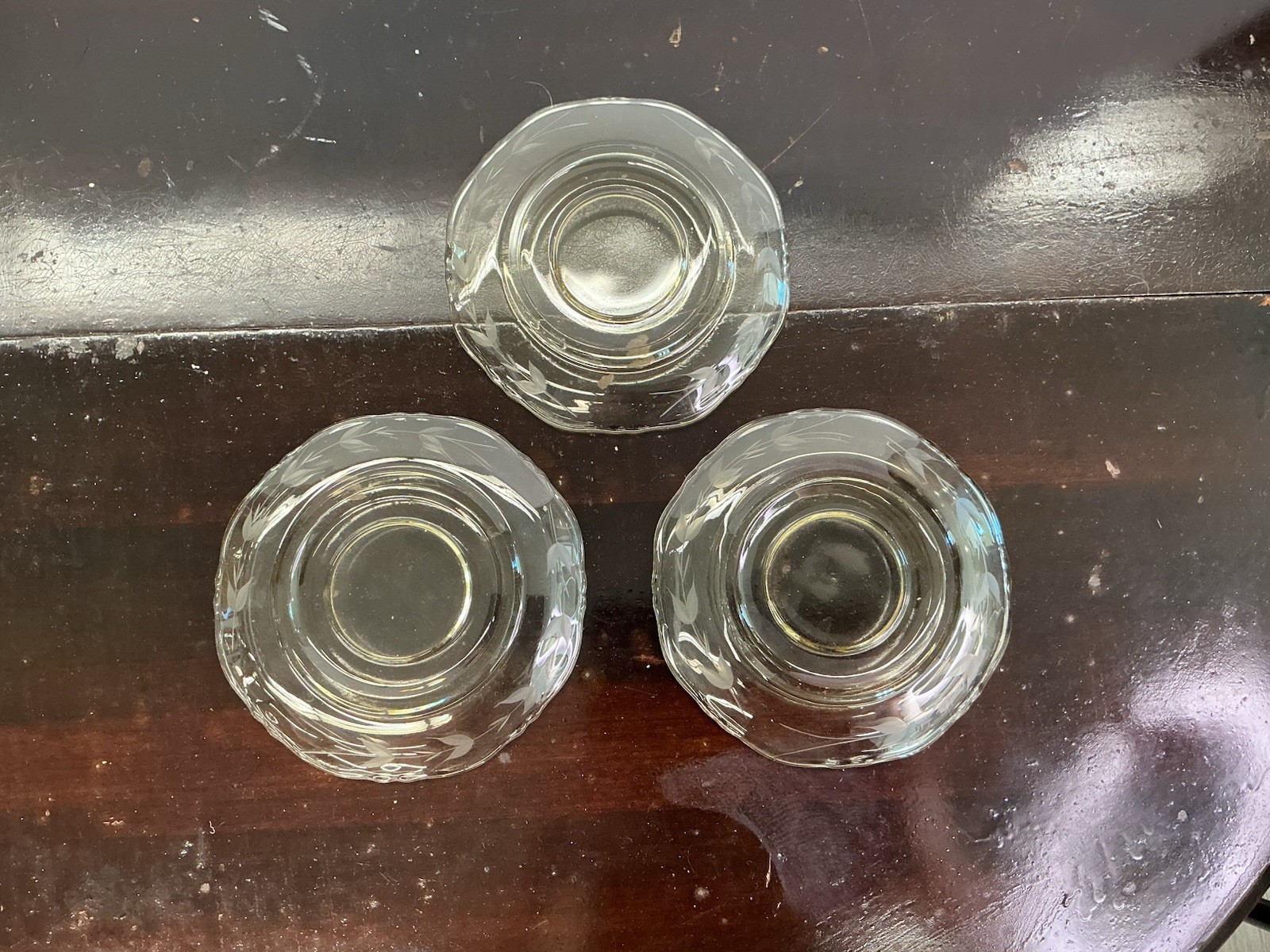 Etched Yellow Depresssion Glass Set Of 5 Cups And 7 Saucers