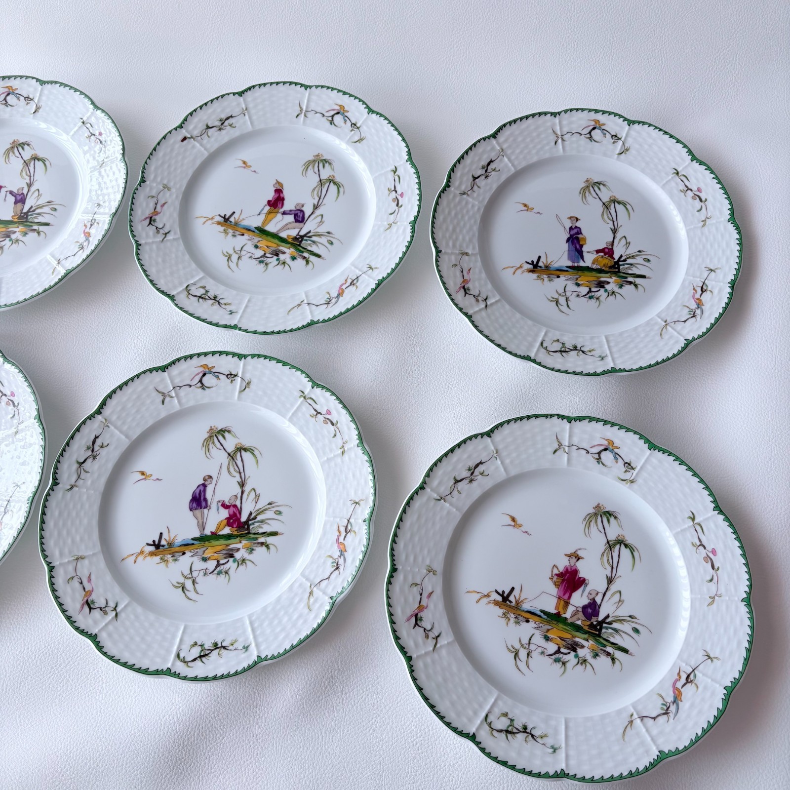 RAYNAUD Limoges SI KIANG Plate Full Set 6 [No.1 – 6] 22cm/8.7″
