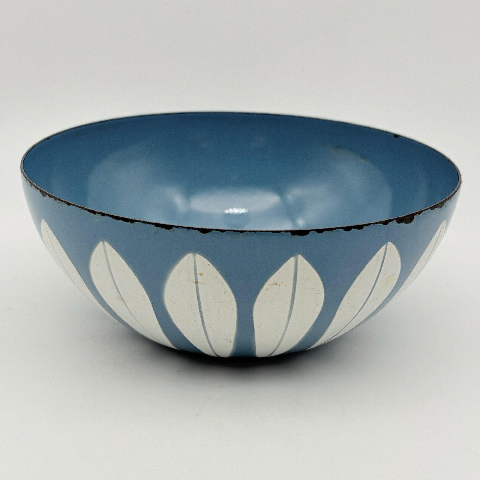 3 Vintage Cathrineholm Teal Blue Lotus Bowls From Norway 5.5 Inches Wide