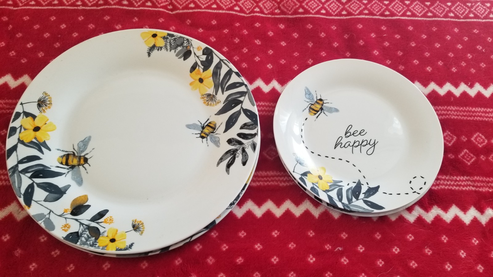 SPRING BEE ROYAL NORFOLK 2 DINNER and 2 SALAD PLATES ~ Porcelain Ceramic NEW