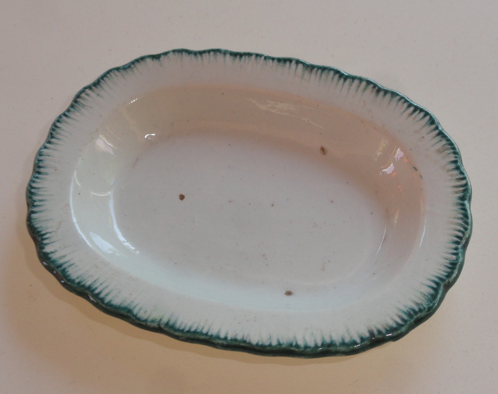 Green Feather Edge Shell Edged Pearlware Toy Platter Davenport c 1825