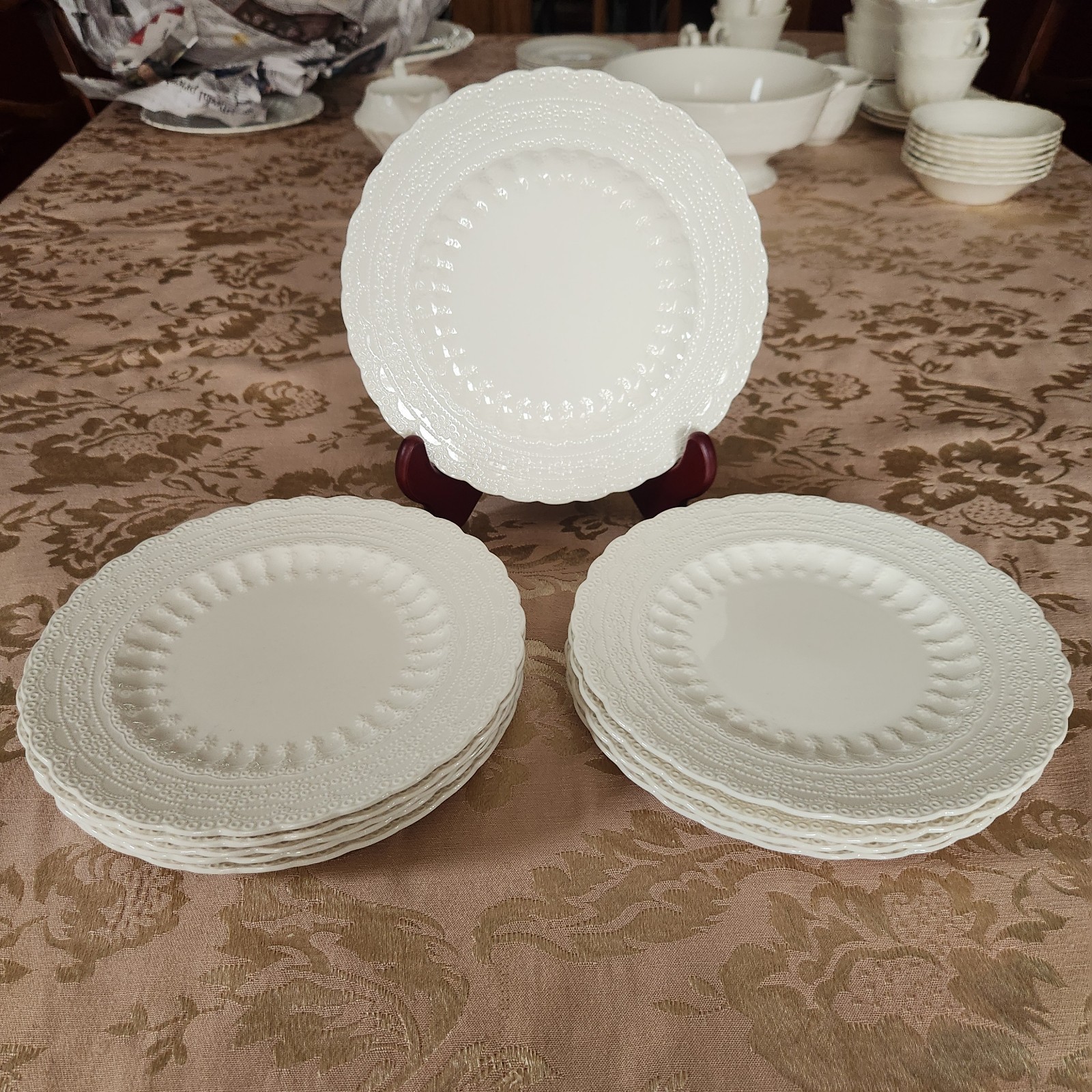 Spode Jewel Copeland Lace Print 8 inch Salad Dessert Plate Ivory White England