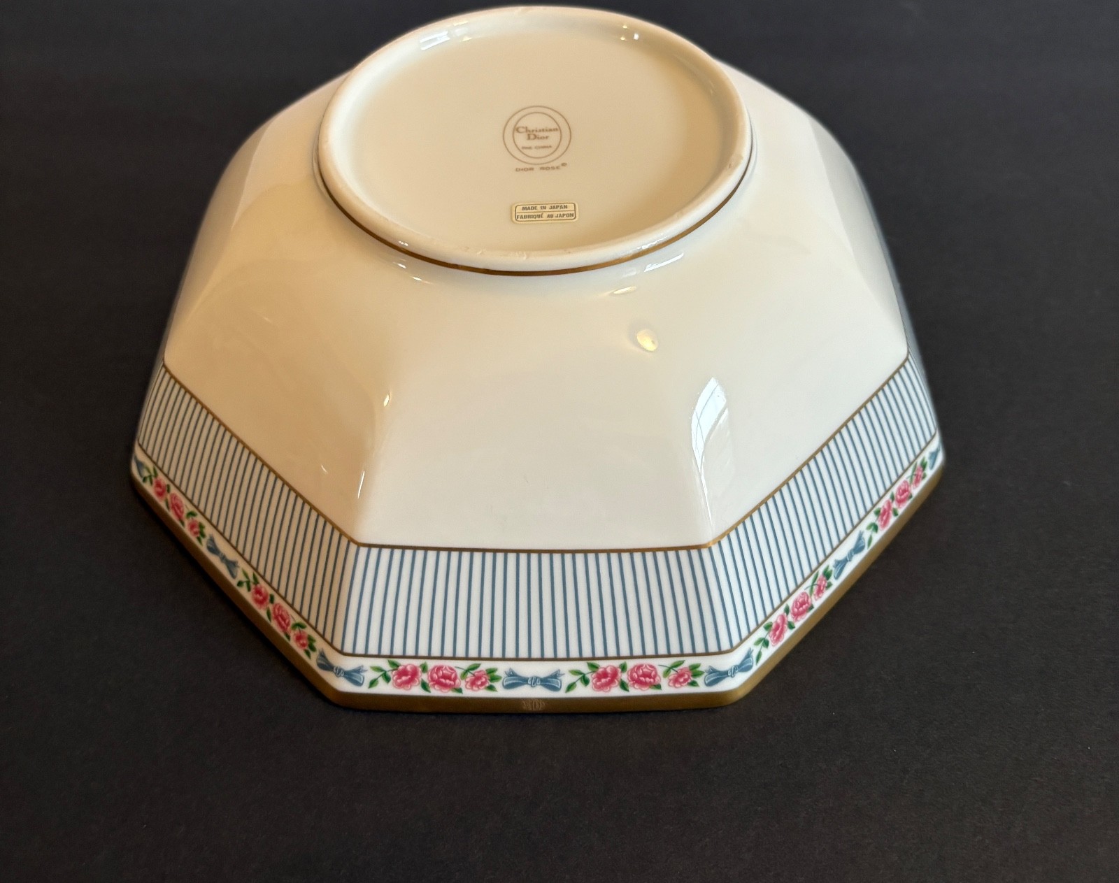 CHRISTIAN DIOR DIOR ROSE OCTAGONAL SERVING BOWL 9 IN.