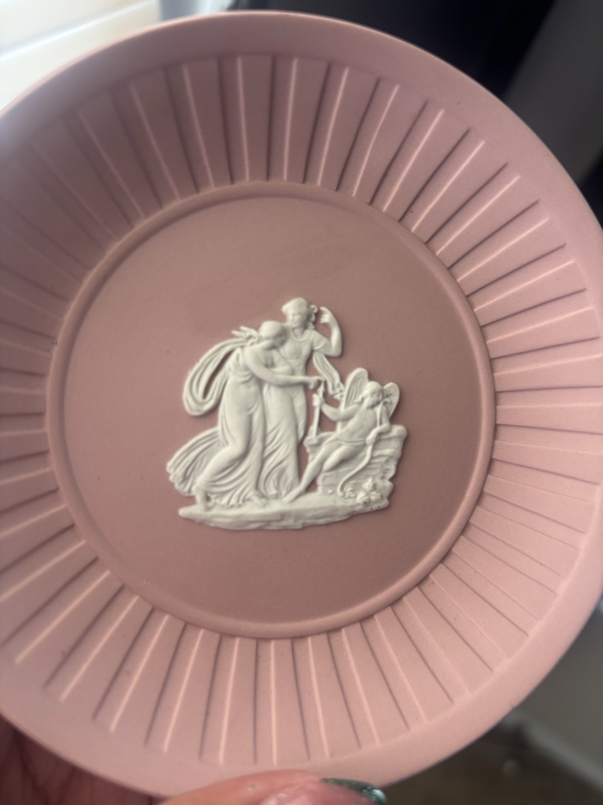 Wedgwood Pink Jasperware Plate, Matte Finish, Made in England, Round