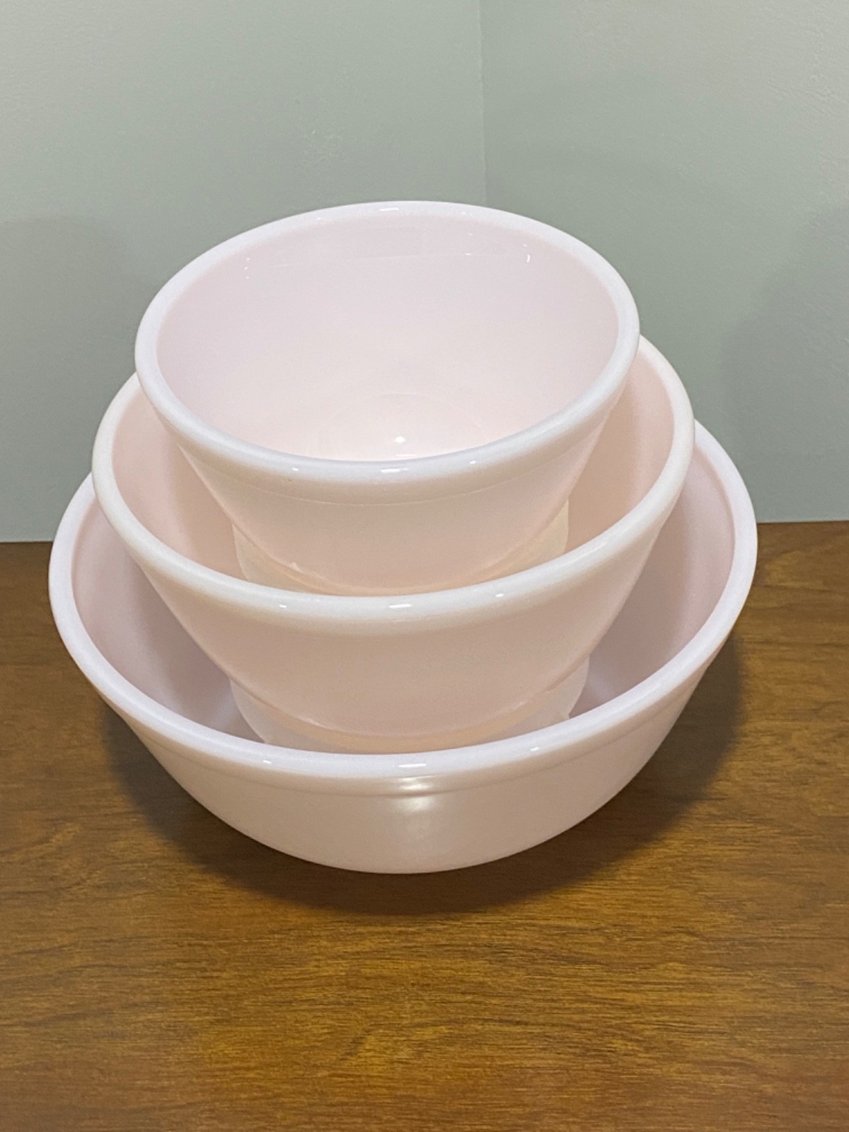 Mosser Glass USA Crown Tuscan Pink Set of 3 Mixing Bowls Brand New!!!