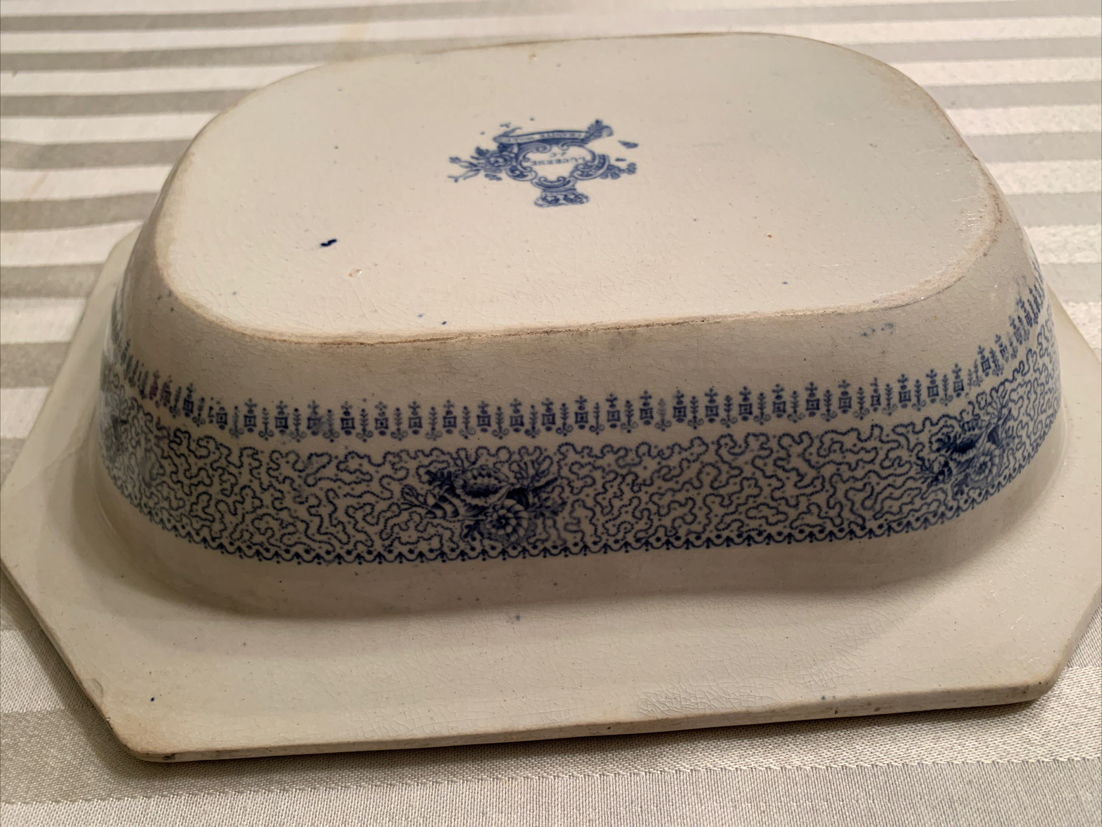 Lucern China Blue & White Lucern Bowl- Outdoor Scene- Man/Women-11 X 9 X 2.