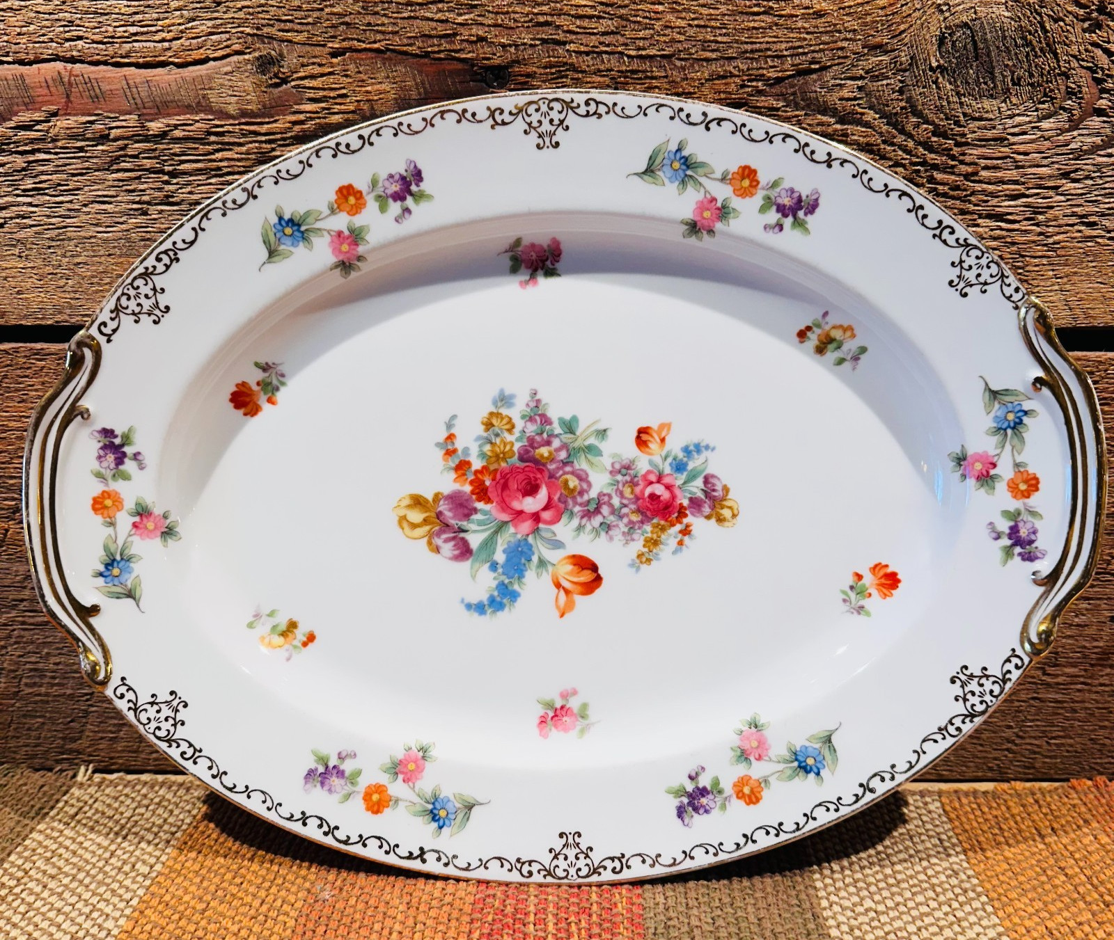 Noritake China “Dresdoll” 1950s Platter Made in Occupied Japan Floral