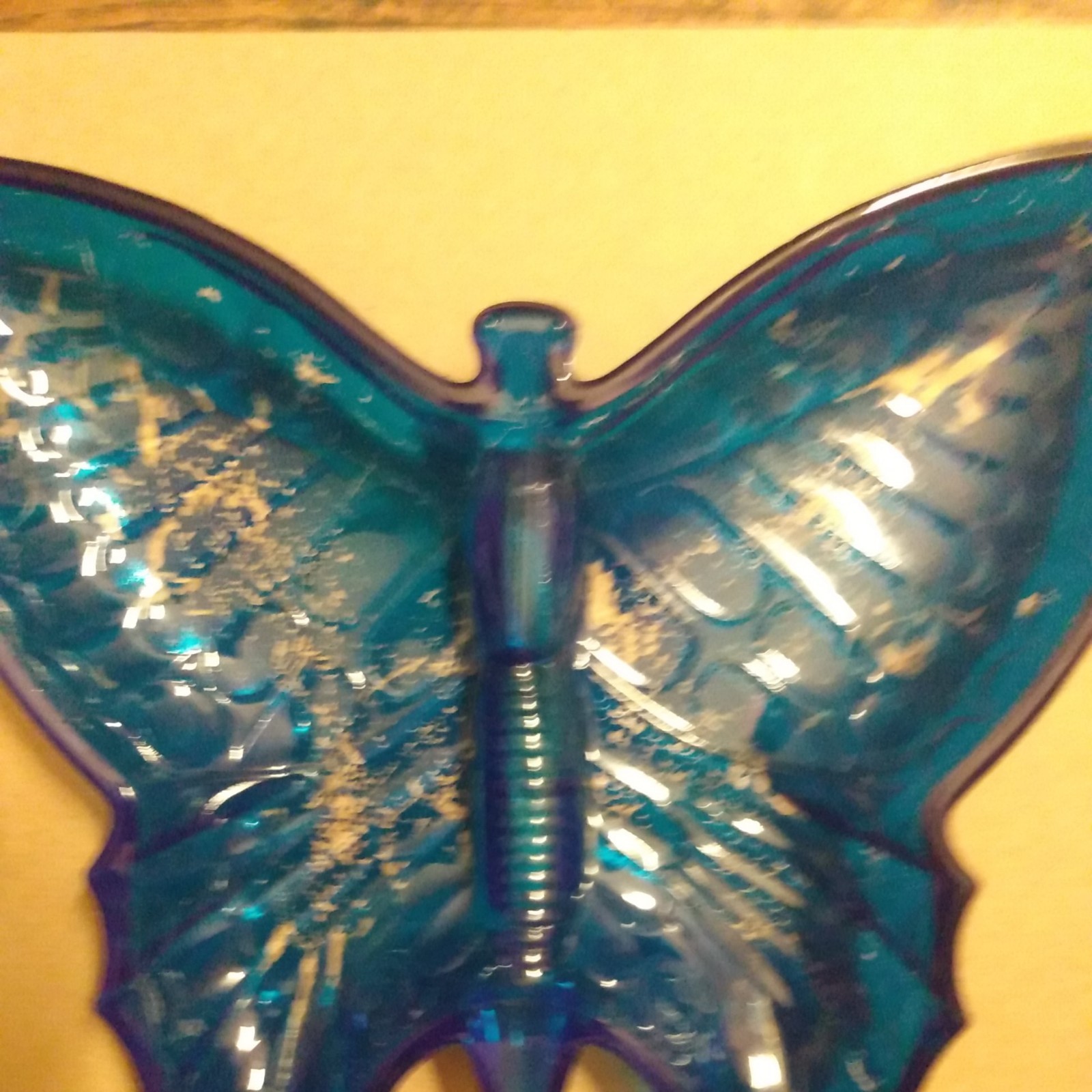 Vintage Glass Butterfly Dish cobalt blue