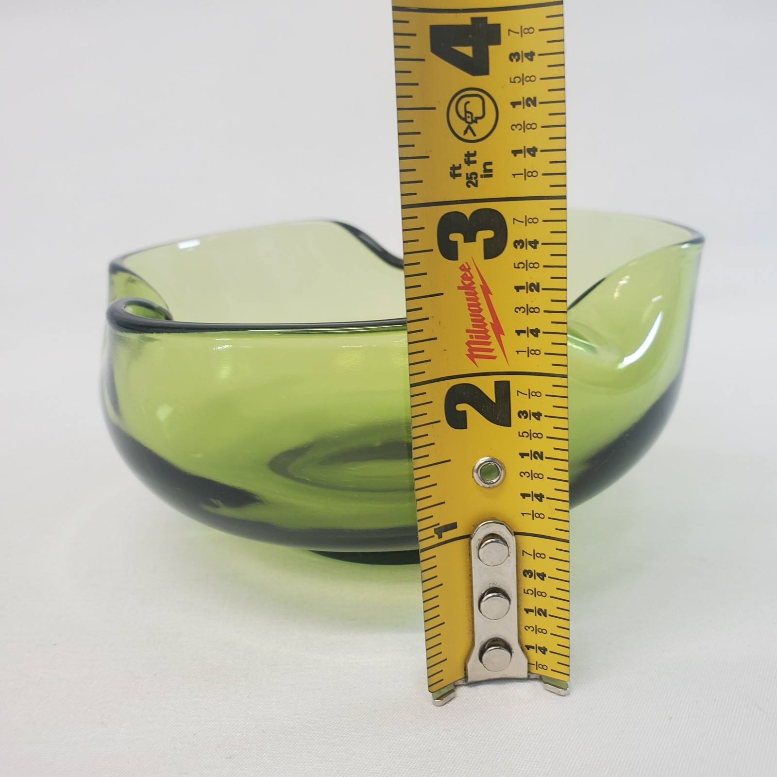 VTG Anchor Hocking Avocado Green Glass Dip Bowl Replacement Pinched Sides