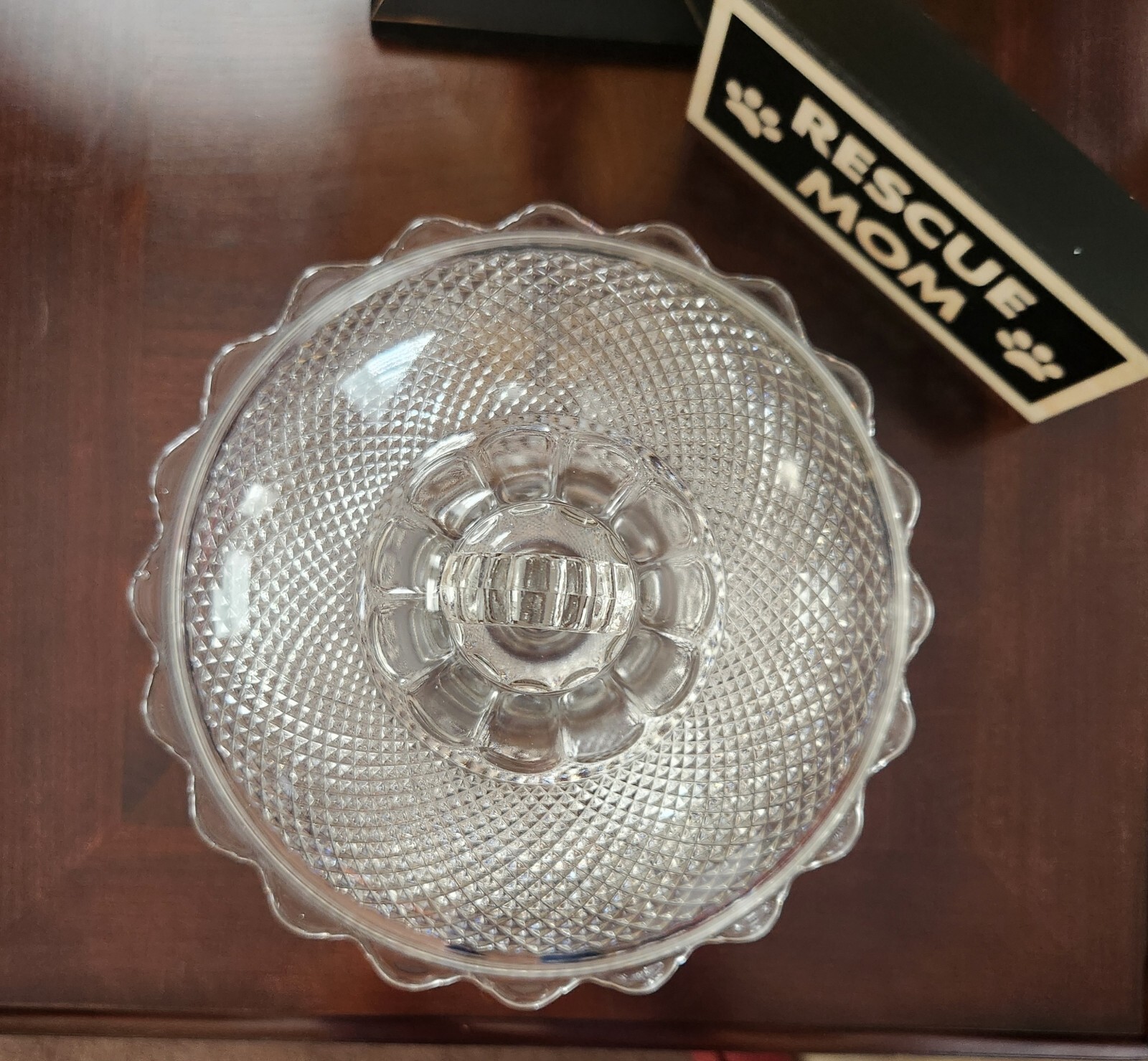1870s Central Glass Co #439 Diamond Point Footed Glass Compote Comport With Lid