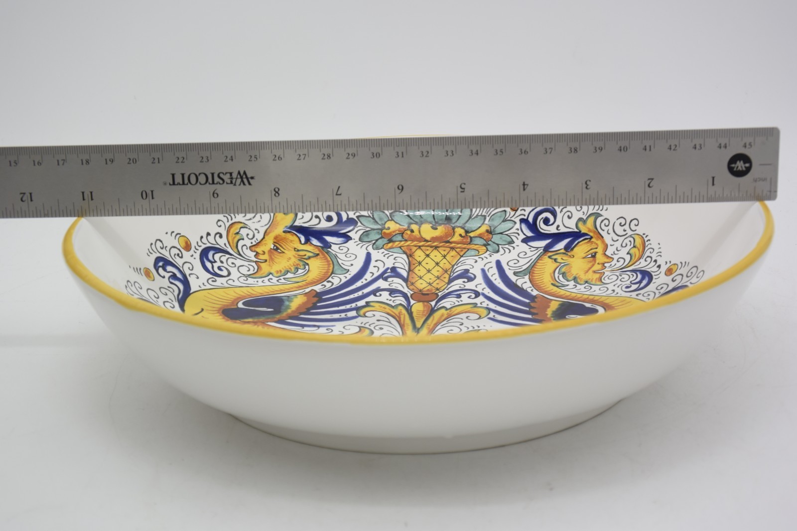 Ceramica Nova Deruta Italy Raffaellesco 11″ Pasta Serving Salad Bowl Dragon