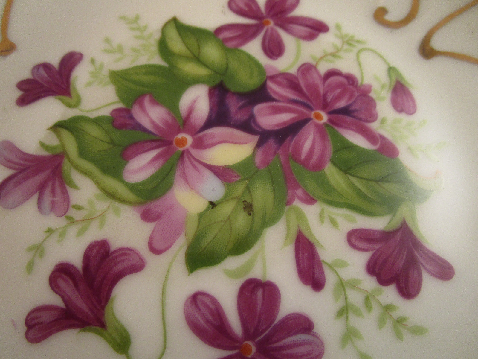 Vintage Lipper & Mann Creations Japan Pedestal Candy Dish Plate Violets Flowers