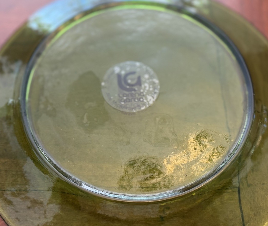 Lorena Garcia Olive Green Glass Plates Set of 6 Avocado Salad Luncheon