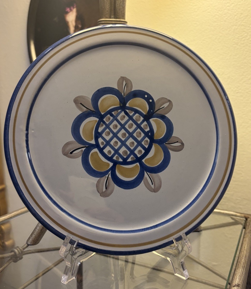 Ulmer Keramik Vintage Stoneware 8-3/4” Wall Plate NEW Germany Blue Gray Tan