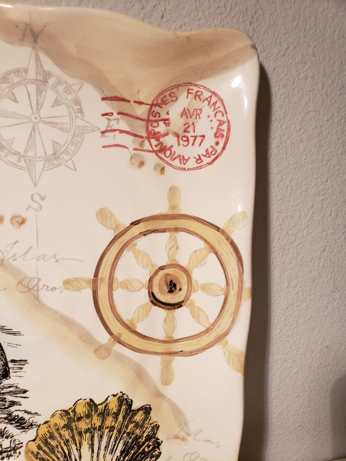 MAXCERA RED LIGHTHOUSE Square Serving Platter 10.5 Inches