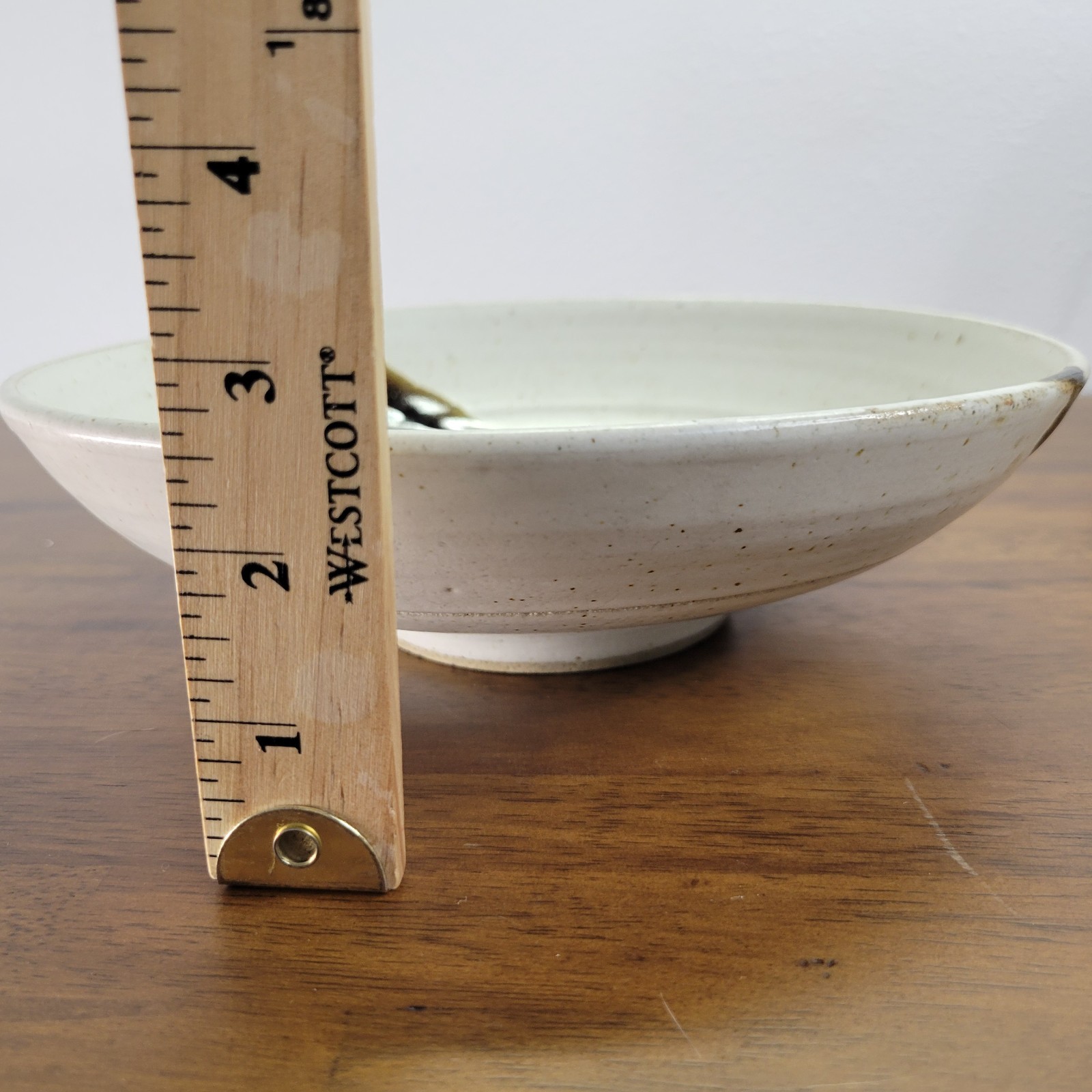 Vintage MCM Studio Art Cornwell Pottery Bowl Beige Brown 9in.
