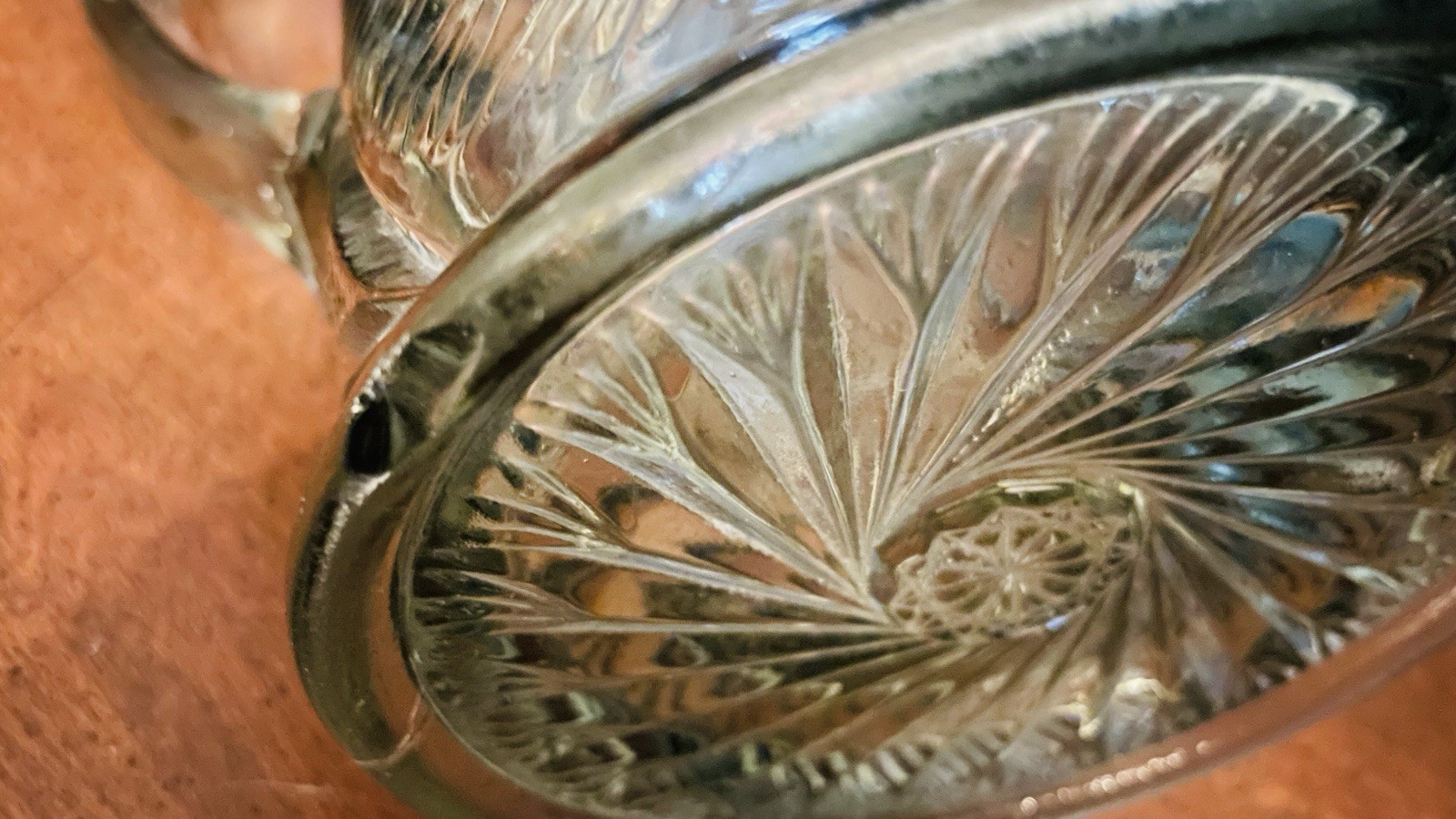 Antique Bryce Higbee Medallion Sunburst EAPG Large Glass Pitcher