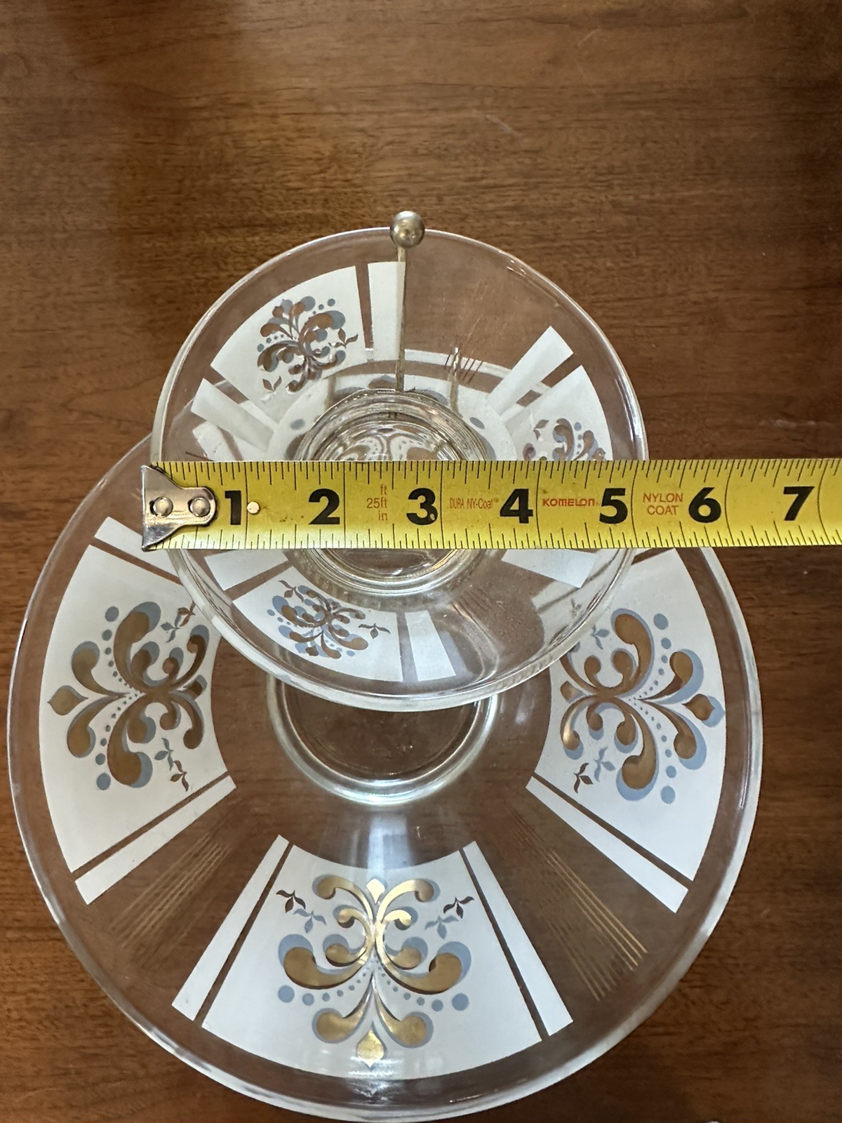 1960s MCM Vintage Vtg Anchor Hocking Fleur-de-Lis 2 piece chip dip set