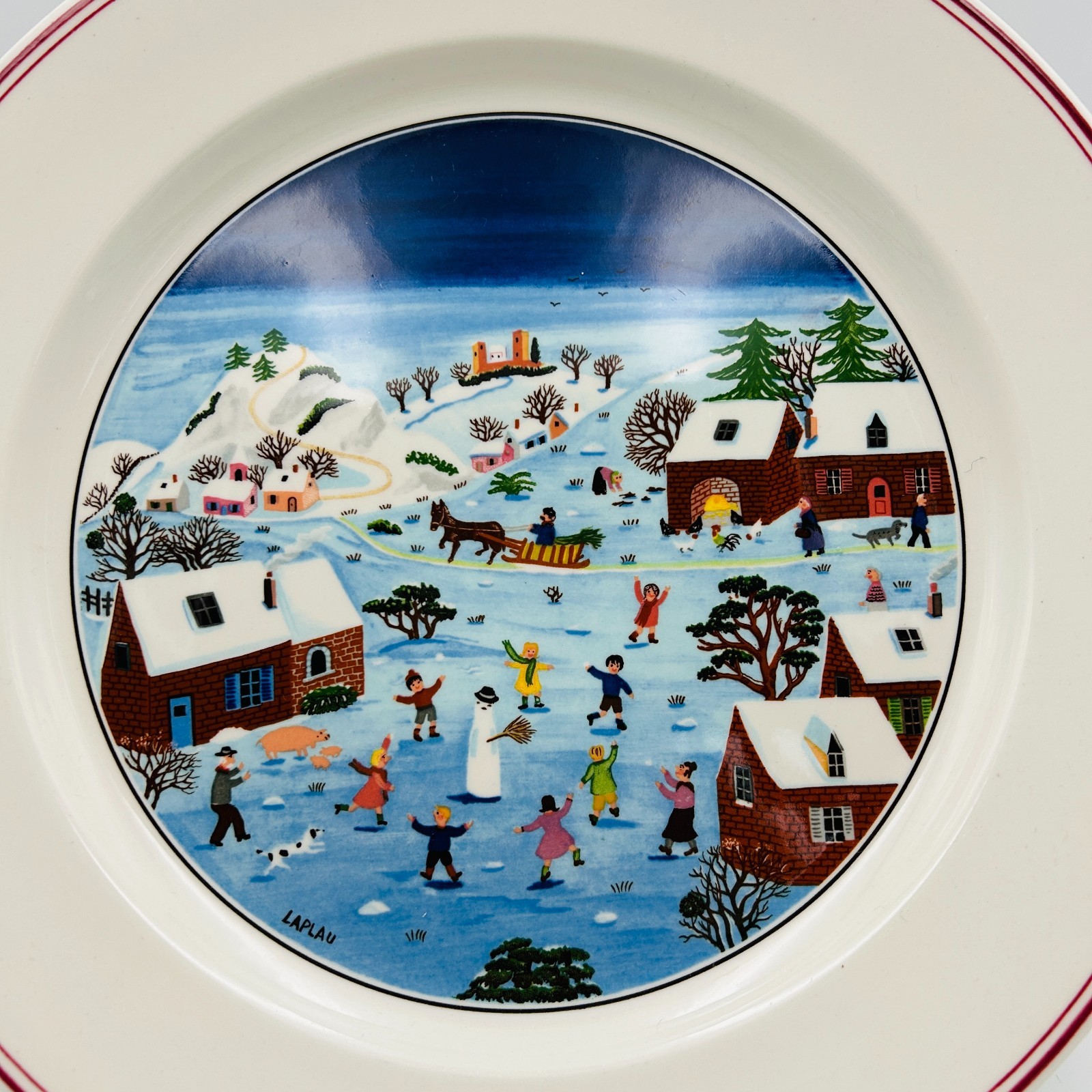 Villeroy & Boch Naif Christmas Dinner Plate 10.5 inch Snowman Scene